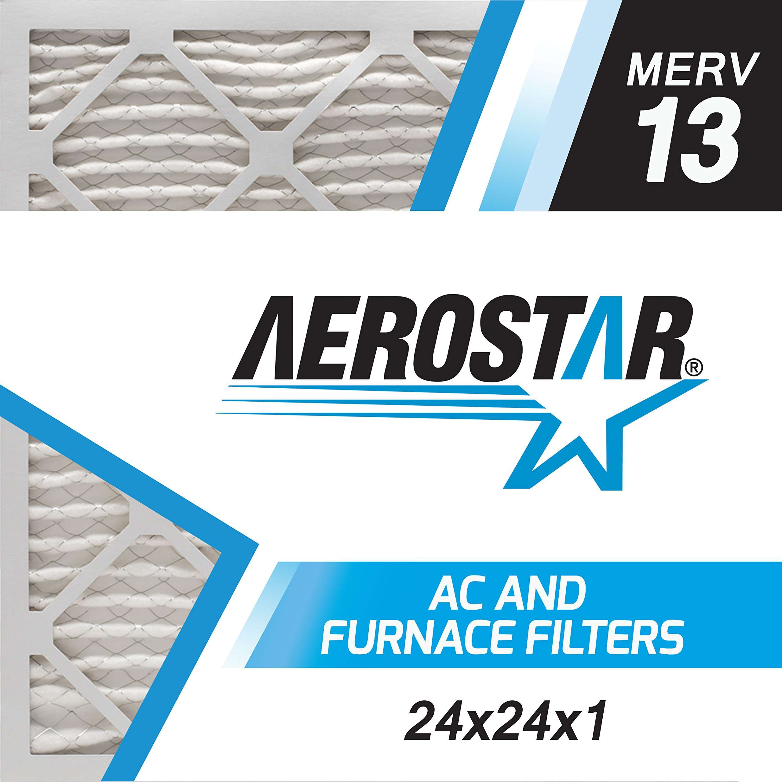 Aerostar 12x24x1 Air Filter MERV 11 (For Allergies, Dust, Lint, Mold, Pet Dander, Smoke & Smog) - Electrostatic MPR 1000 - 1200 & FPR 7 - Pleated HVAC AC Furnace Air Filters - Pack of 6