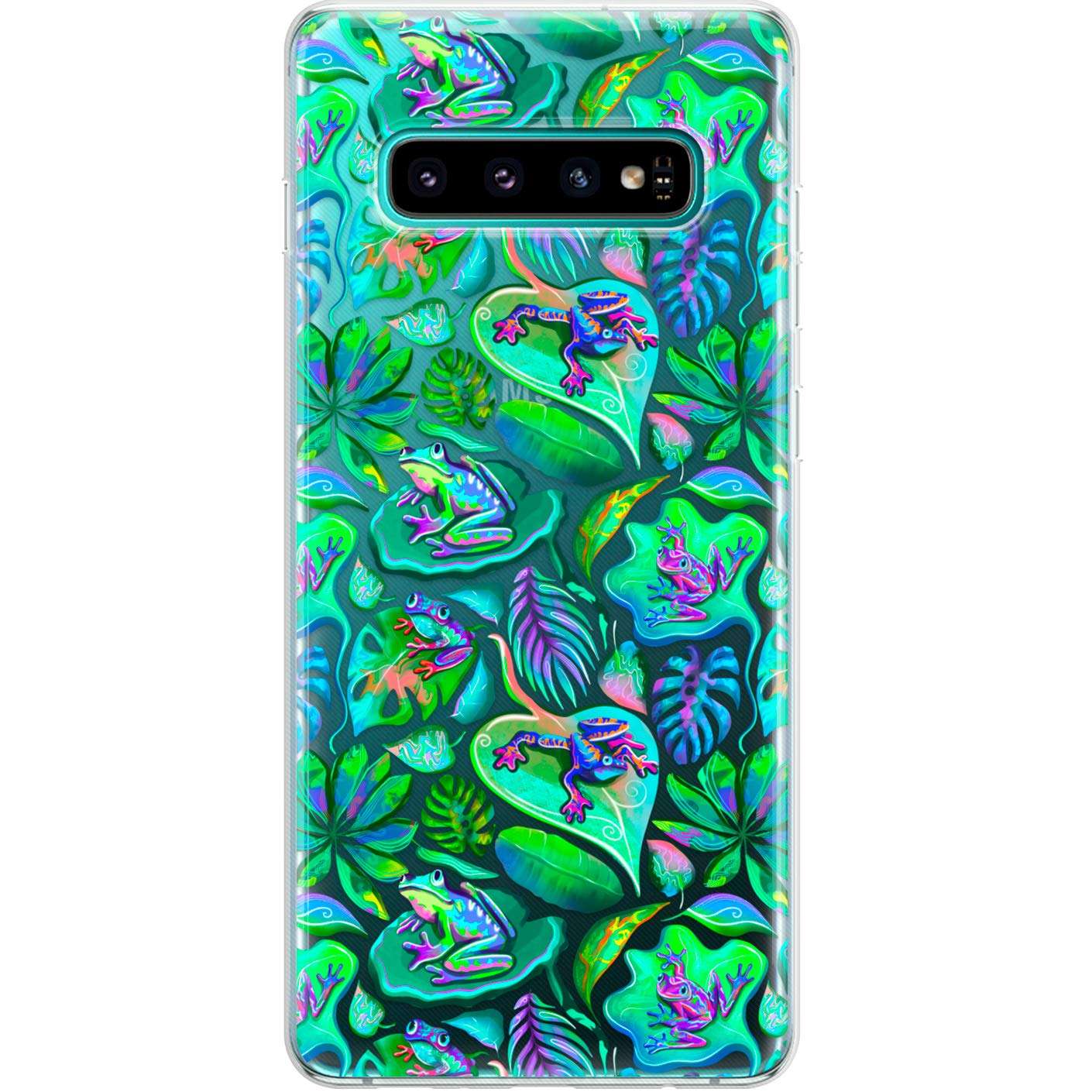 Lex Altern TPU Case Compatible with Samsung Galaxy A72 A71 5G A70 A51 A50 A20 A11 A01 Protective Print Slim Lightweight Flexible Clear Trippy Tropical Frogs Green Leaves Cover Hawaiian Soft phh525 6