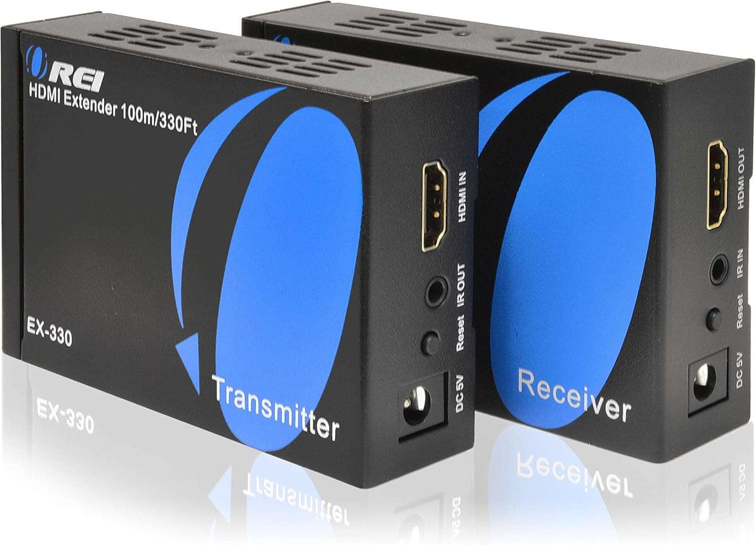 HDMI Extender Balun by Orei Upto 330 Feet 1080p Signal Over Single CAT5e/CAT6 Ethernet Cable, Deep Color & 4K 1x4 HDMI Splitter 1 in 4 Out by OREI - Ultra HD @ 30 Hz 1x4 Ver. 1.4 HDCP 2