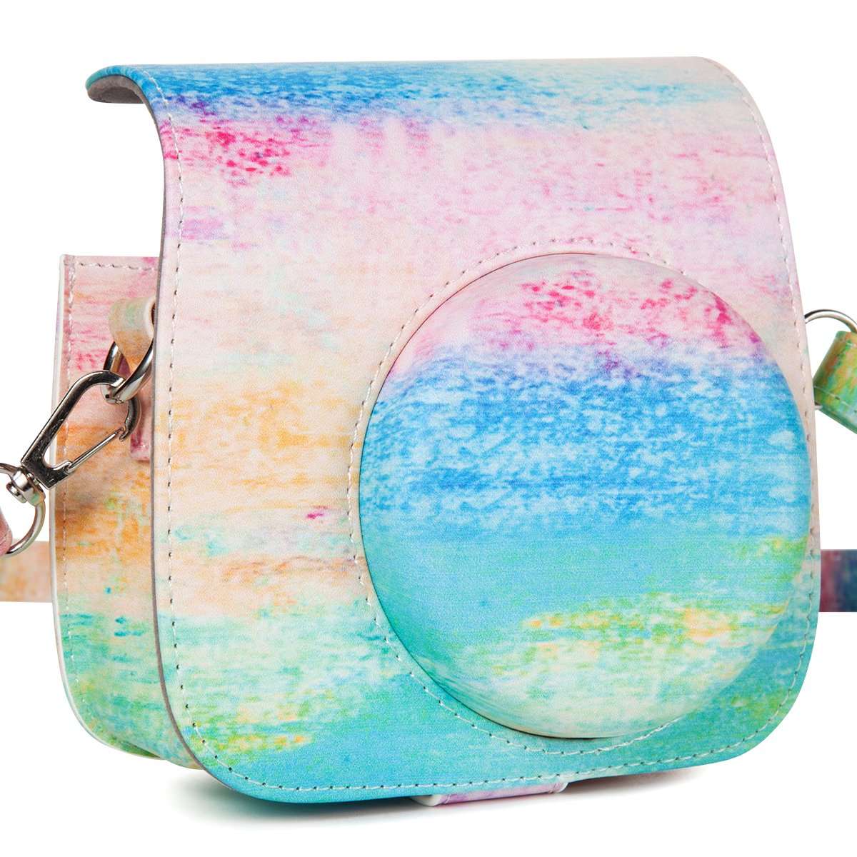 CAIUL Camera Carrying Case Compatible with Fujifilm Instax Mini 8 8+ 9 Camera, Rainbow Mist
