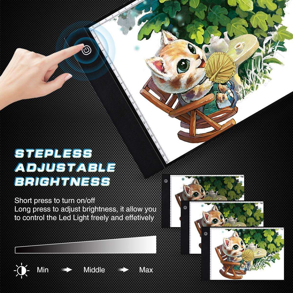LED Tracing Light Box, KeepTpeeK A4 Light Box Light Table Light Panel Portable Light Pad Brightness Dimmable with USB Cable Paint Pad Great for Painting Sketching Animation Drawing 4