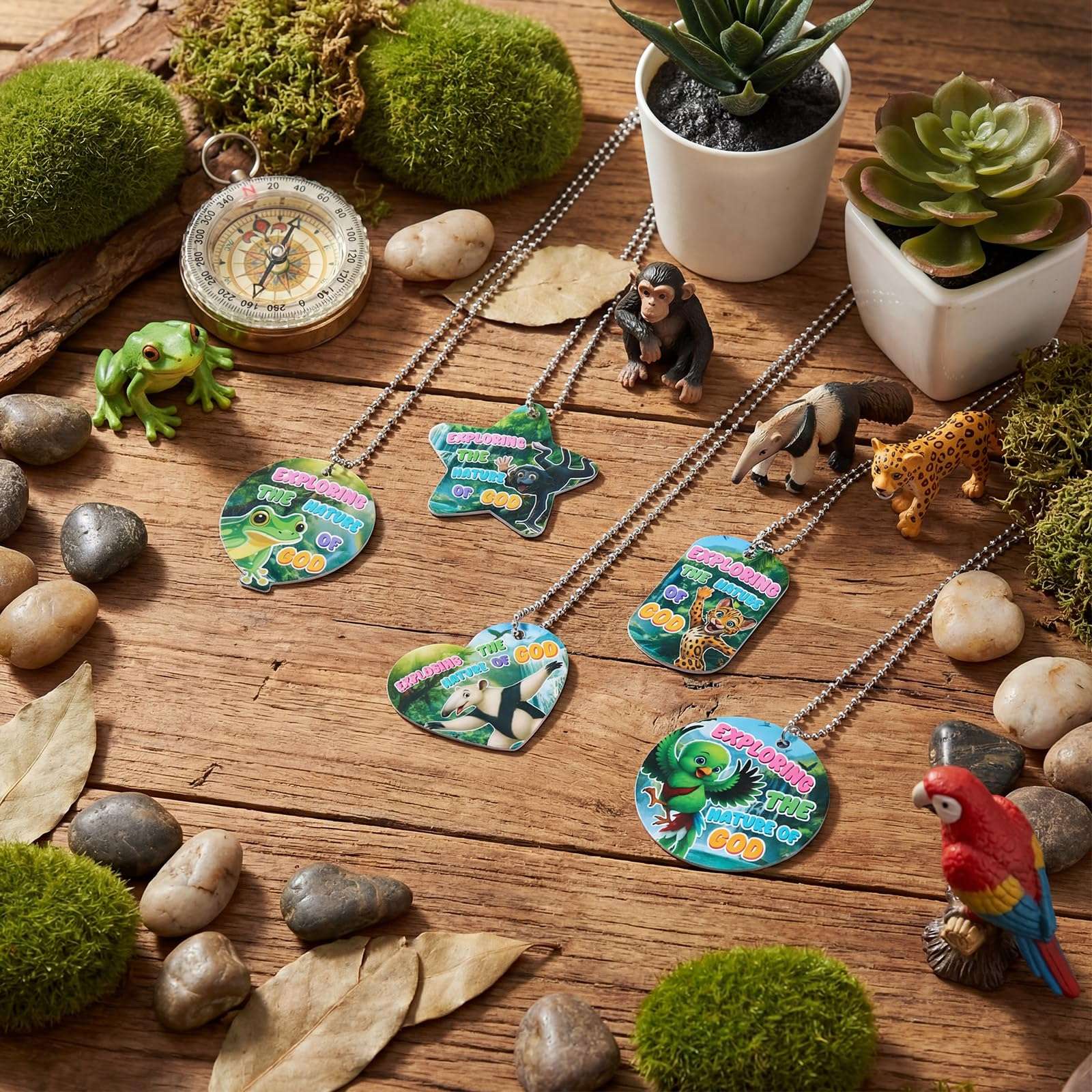 Otoolling 300 Pcs Rainforest Falls 2026 Tag Decorations VBS Exploring The Nature of God Kit with 24" Aluminum Safety Chains, Include 250 Tag and 50 Chain for Vacation Bible School Supplies 6