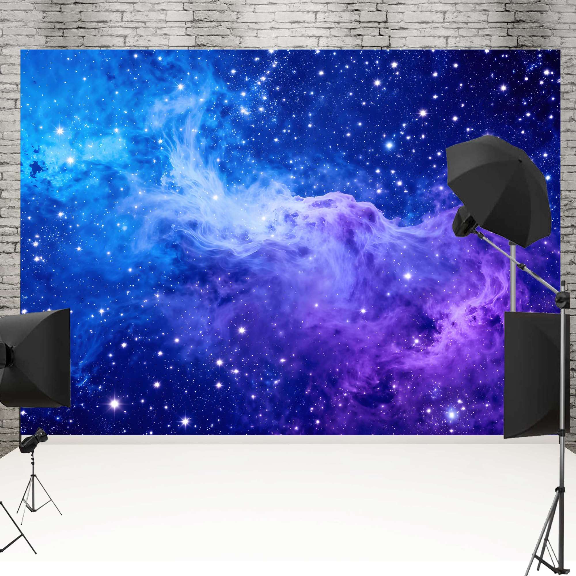 Galaxy Backdrop 7x5ft Starry Sky Universe Space Nebula Photo Background – Cosmic Galaxy Wall Hanging for Bedroom Decor & Party Decorations with Ribbon, Polyester Fabric 5