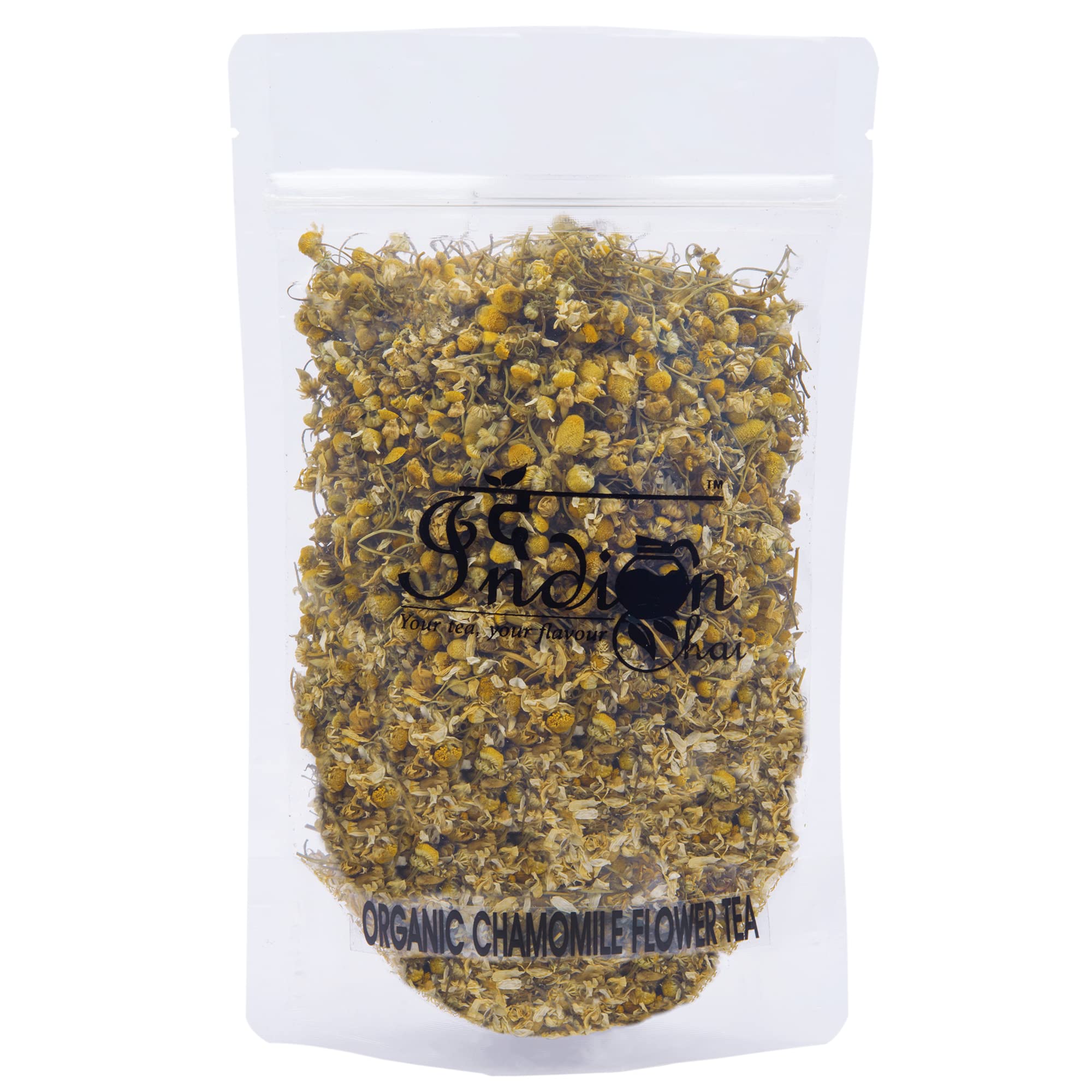 The Indian Chai Organic Chamomile Tea (8.82oz/ 250g) | Certified Organic | Detox Tea - Calming Tisane - Herbal Tea - Caffeine Free - Whole Flowers |