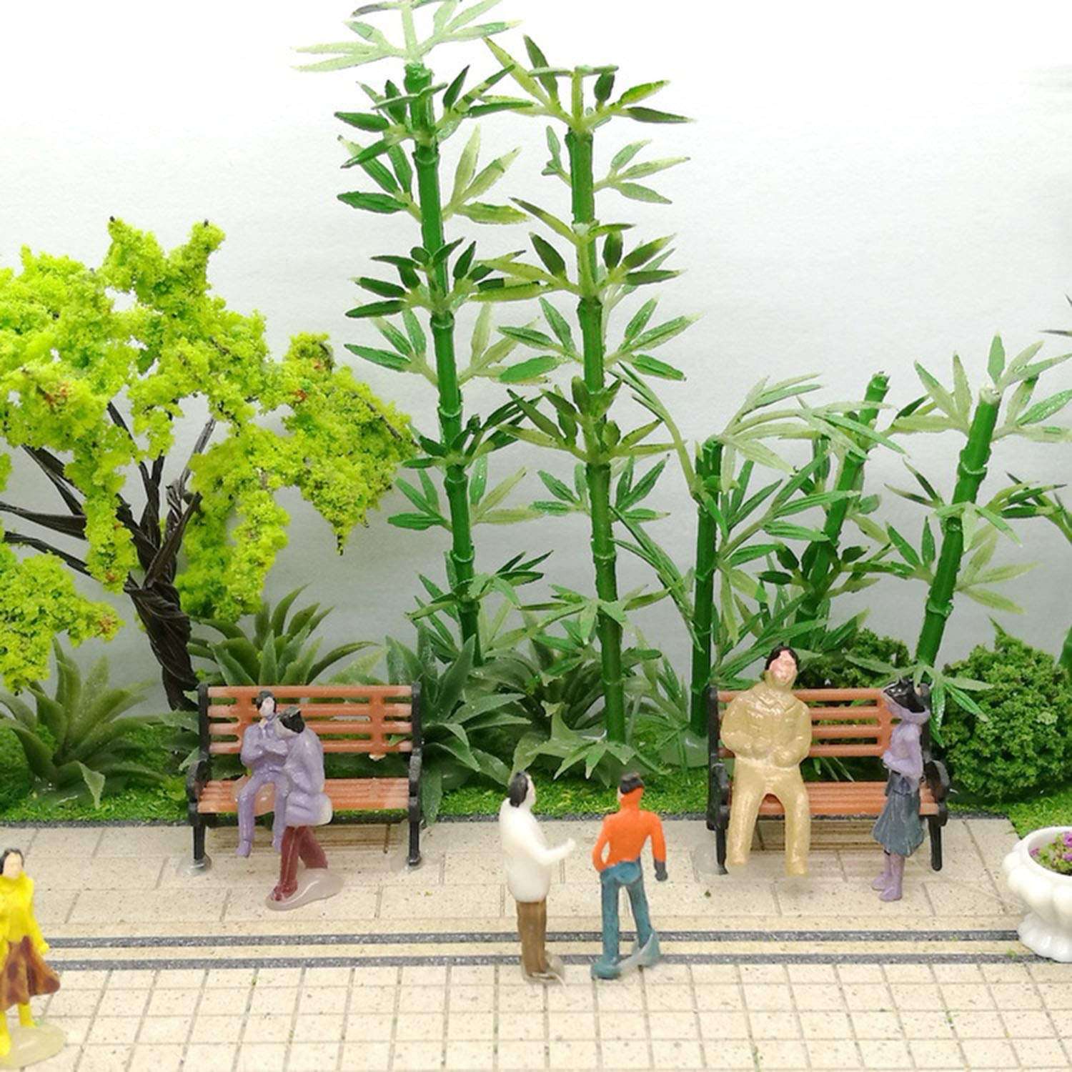 Maxmoral 10PCS Model Train Platform Park Street Seat Bench Chairs Park Bench Model for Model Train Landscape Railway 5