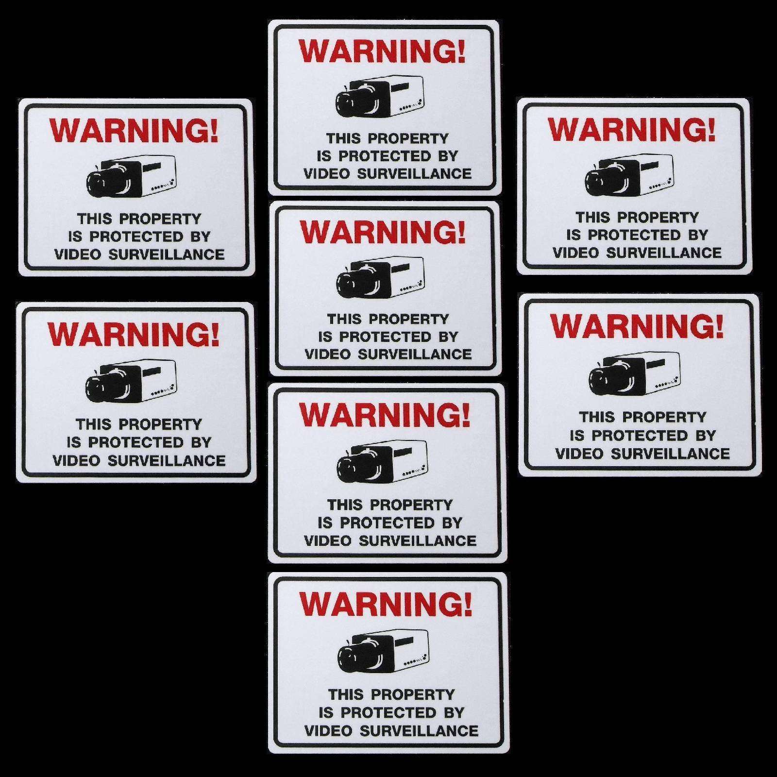 8 Waterproof Security Camera Warning Sticker Decals 3"x4"