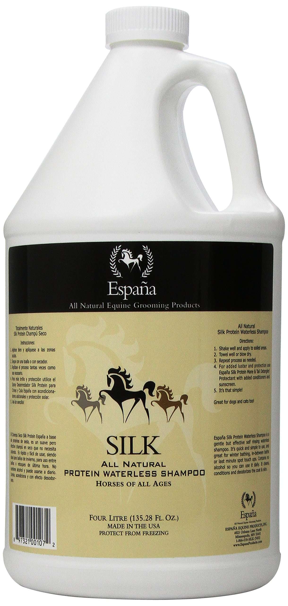Espana Silk ESP0225E Specially Formulated Silk Protein Waterless Shampoo for Horses, 135.28-Ounce 1