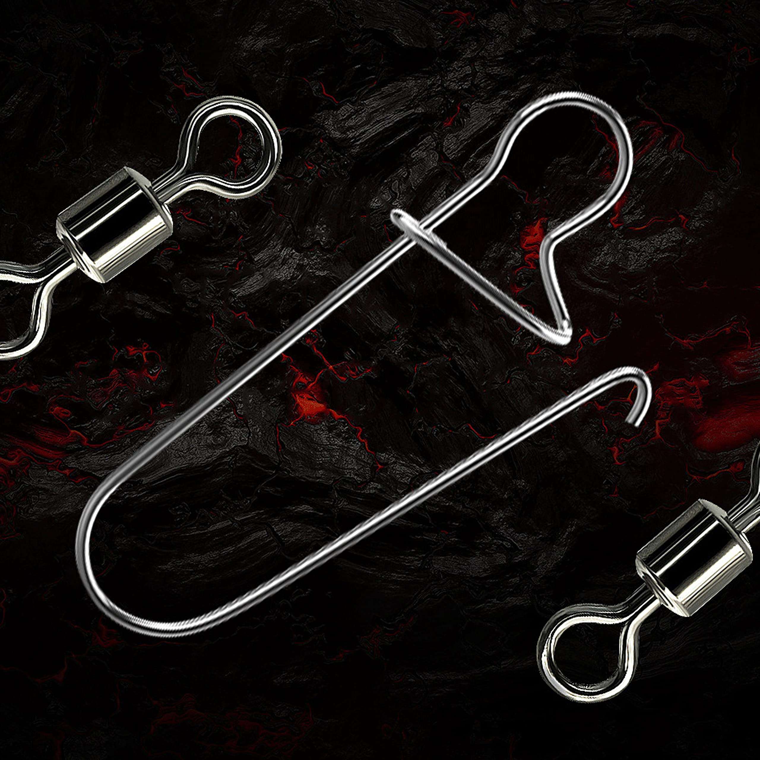 CRAZY SHARK 50 Pcs Fishing Barrel Swivel with Safety Snap Interlock Snaps, Stainless Steel Solid Fishing Swivel Snaps for Quick Connecter Fishing Rig Accessories 6