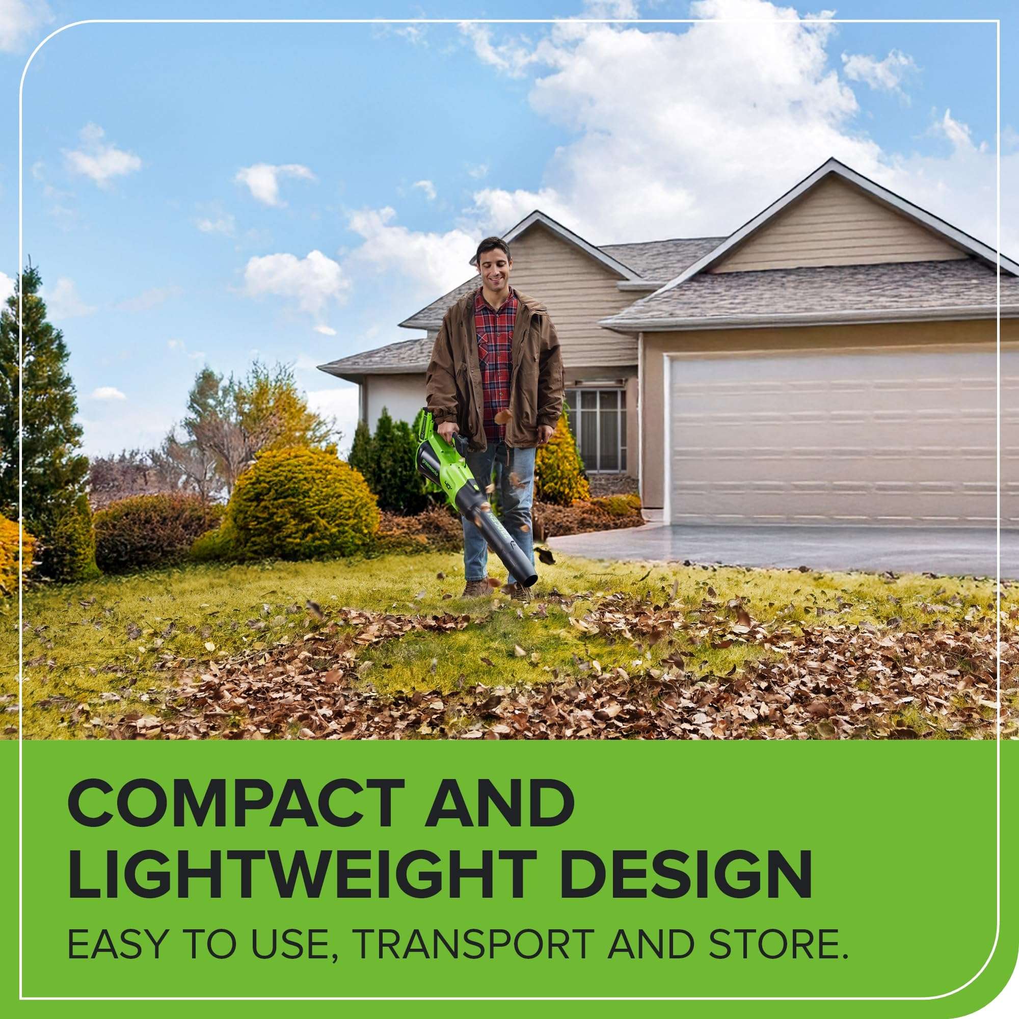 [Bonus Battery] Greenworks 40V (730 CFM / 190 MPH) Cordless Brushless Leaf Blower, 5.0Ah + Bonus 4.0Ah Battery and 5A Rapid Charger 6