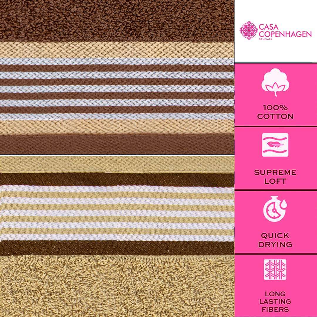 Casa Copenhagen Germany Design - He & She Collection 100% Super Soft Cotton 6 Piece Hand Towels Set (Size : 40 x 60 cm) - Brown & Beige 3