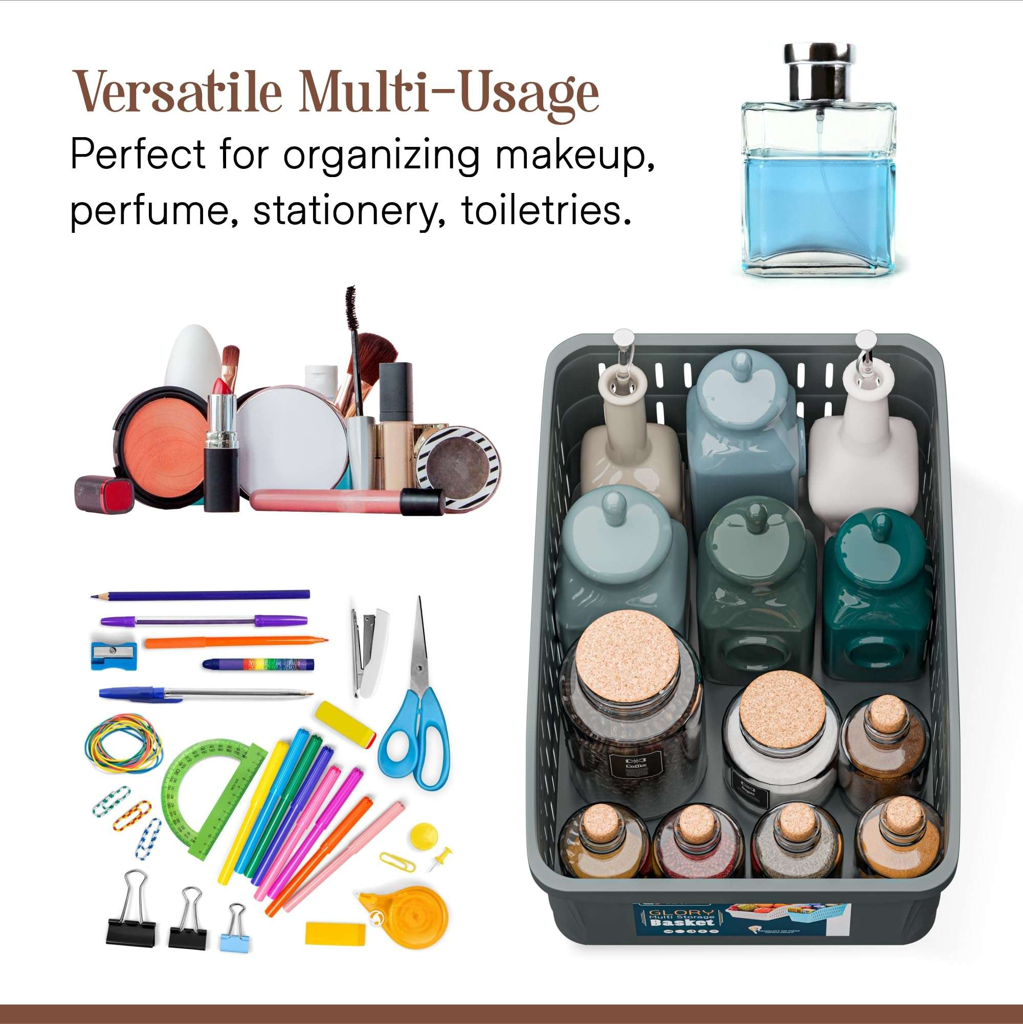 Kuber Industries 5000 ML Set of 3 Plastic Bpa Free Multipurpose Basket for Storage | Fruits and Vegetable Basket for Kitchen and Home Organiser | White, Grey & Beige 5