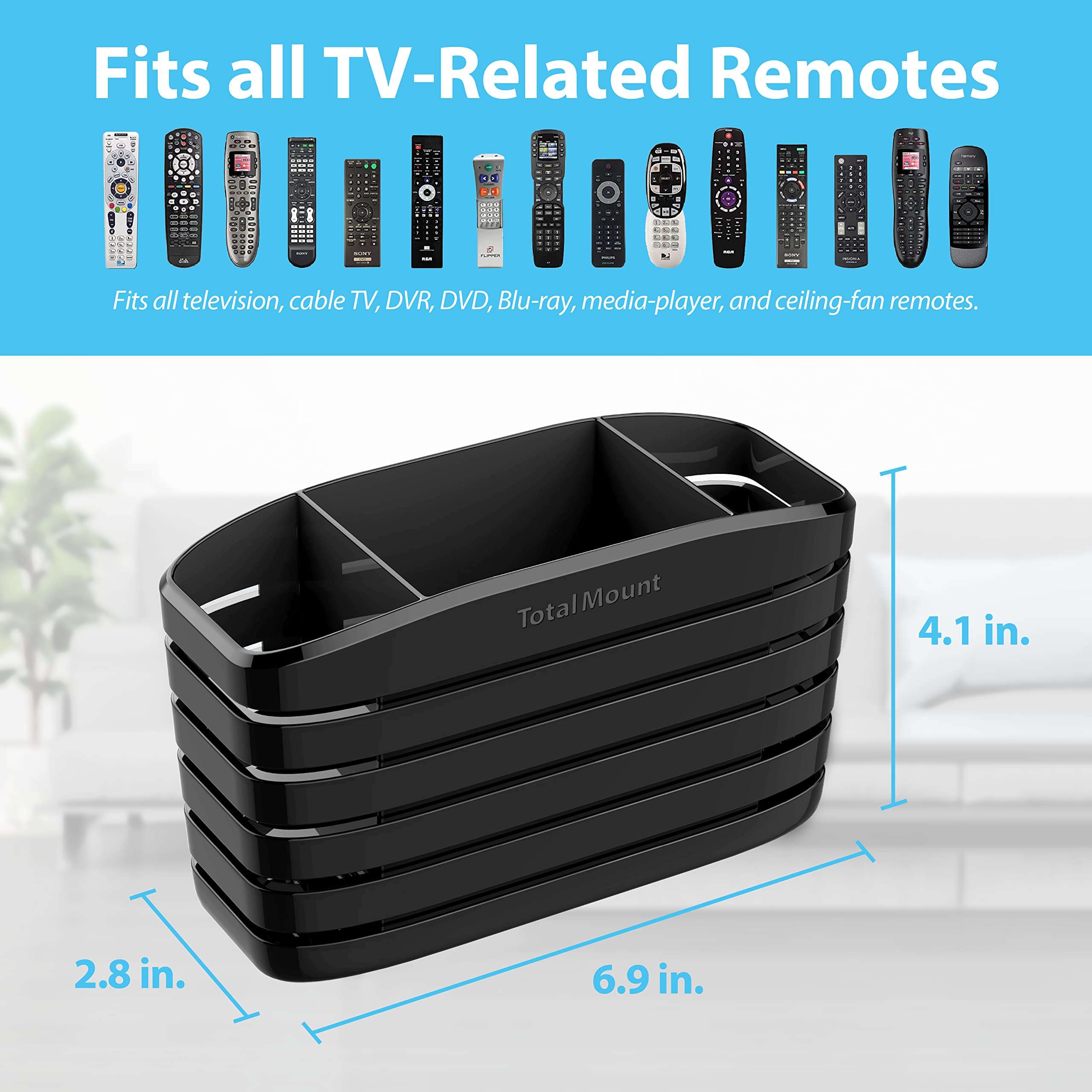 TotalMount Remote Control Holder – Premium Quality and Extra Stable to Place Near Your TV, Bed, or Table (Large – Fits Four Remotes, Premium Black) 4