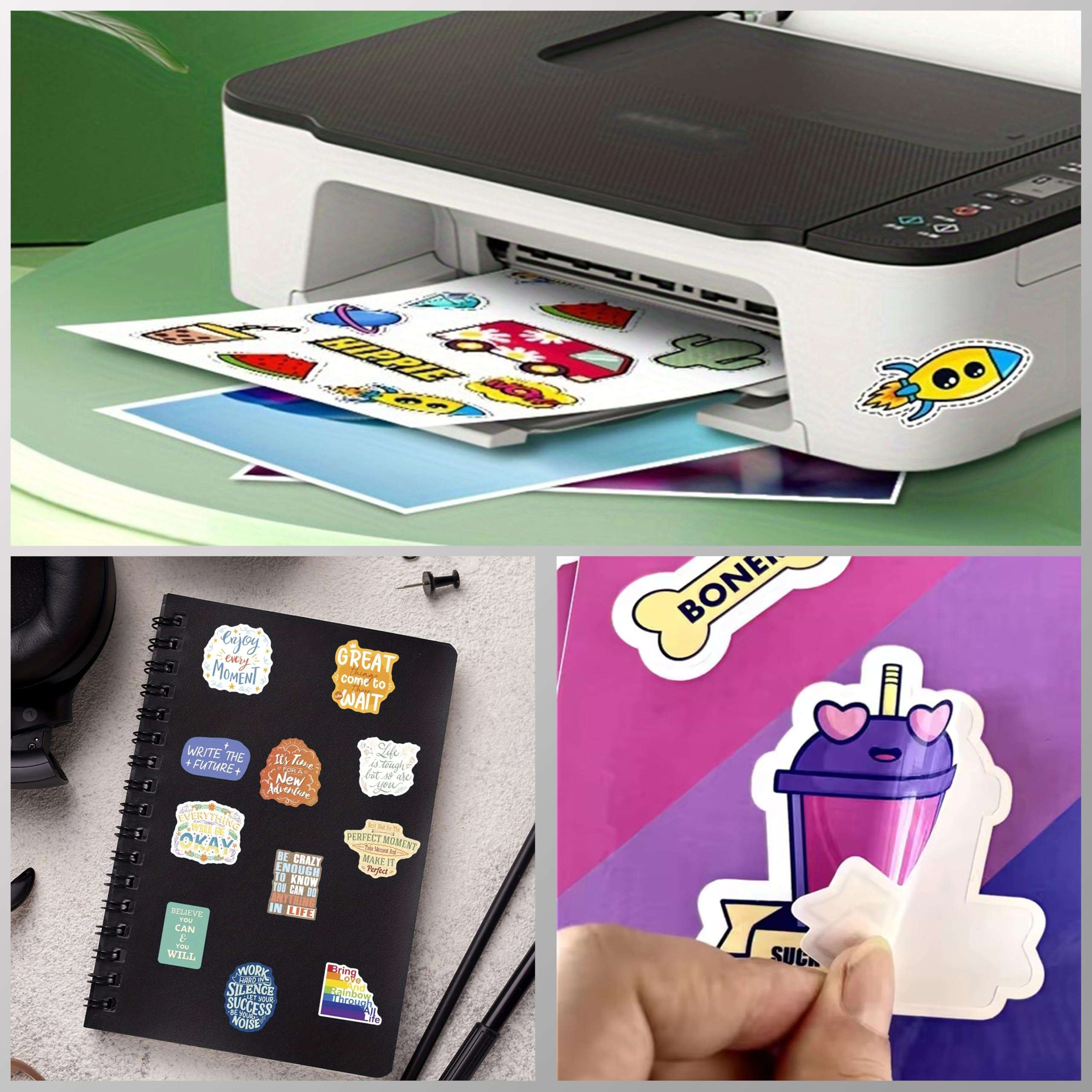 RCdepot1-1 x 24 inch x 100 ft Matte Photo Peel sticker paper roll Printable Adhesive Vinyl Waterproof 2 inch core, Inkjet print signs and Stick decal labels stickable PVC diy school 5