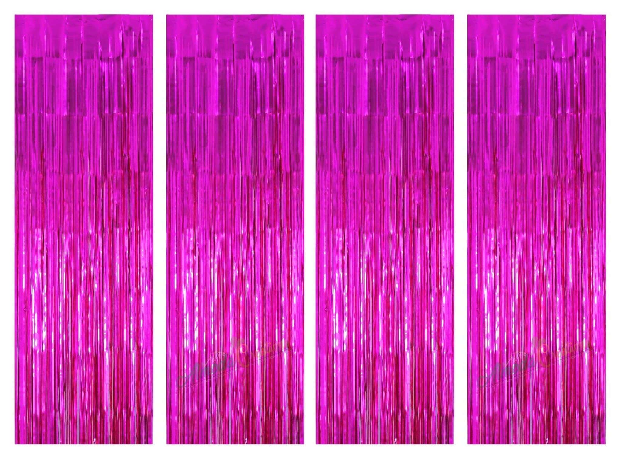 WOLFANO Pack of 4, Purple Decorative Curtains, 6 ft Long | Quick Decoration for Kids Birthday, DJ, Disco Theme Party 1
