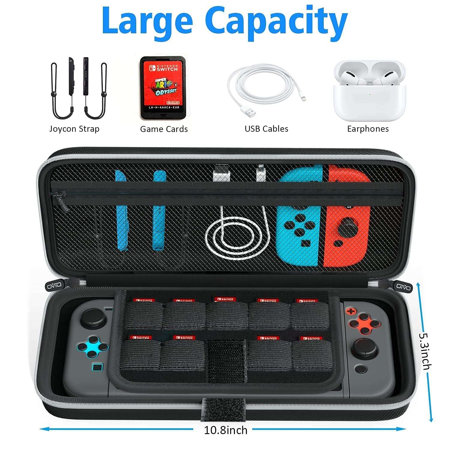 OIVO Switch OLED Case for Switch OLED New Model, Large Capacity Switch Carrying Case Portable Travel Hard Case with Game Card Storage Slots Compatible with Nintendo Switch/OLED Model 5