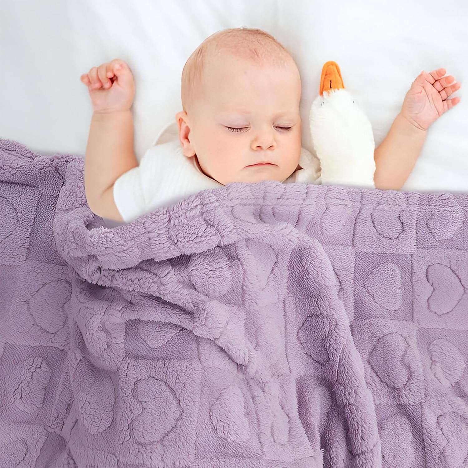 SYGA Fleece Baby Blanket Ultra Soft Heart Chex Design, Cozy Fluffy Polyester Blanket for Newborn Infant Toddler, Crib & Stroller Use 30 x 40 inch (Purple) 3