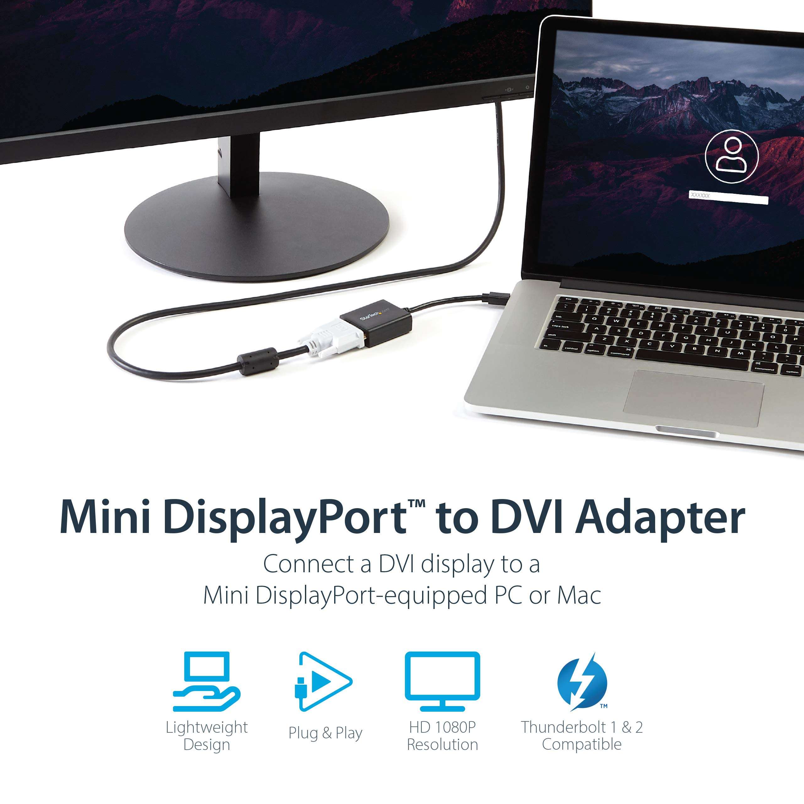 Mini Displayport To Dvi Adapter Converter M/F Mdp To Dvi 1920x1200 2