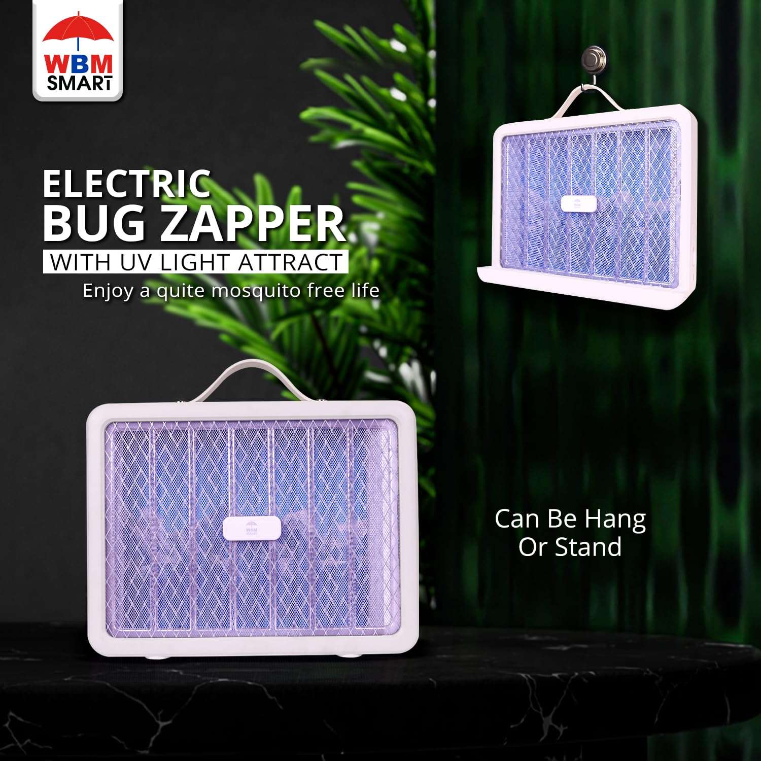 WBM Smart Electric Bug Zapper, High-Voltage LED UV Light Trap for Mosquitoes, Portable & Wall-Mountable with Safety Mesh Protection, Indoor and Outdoor Use 3