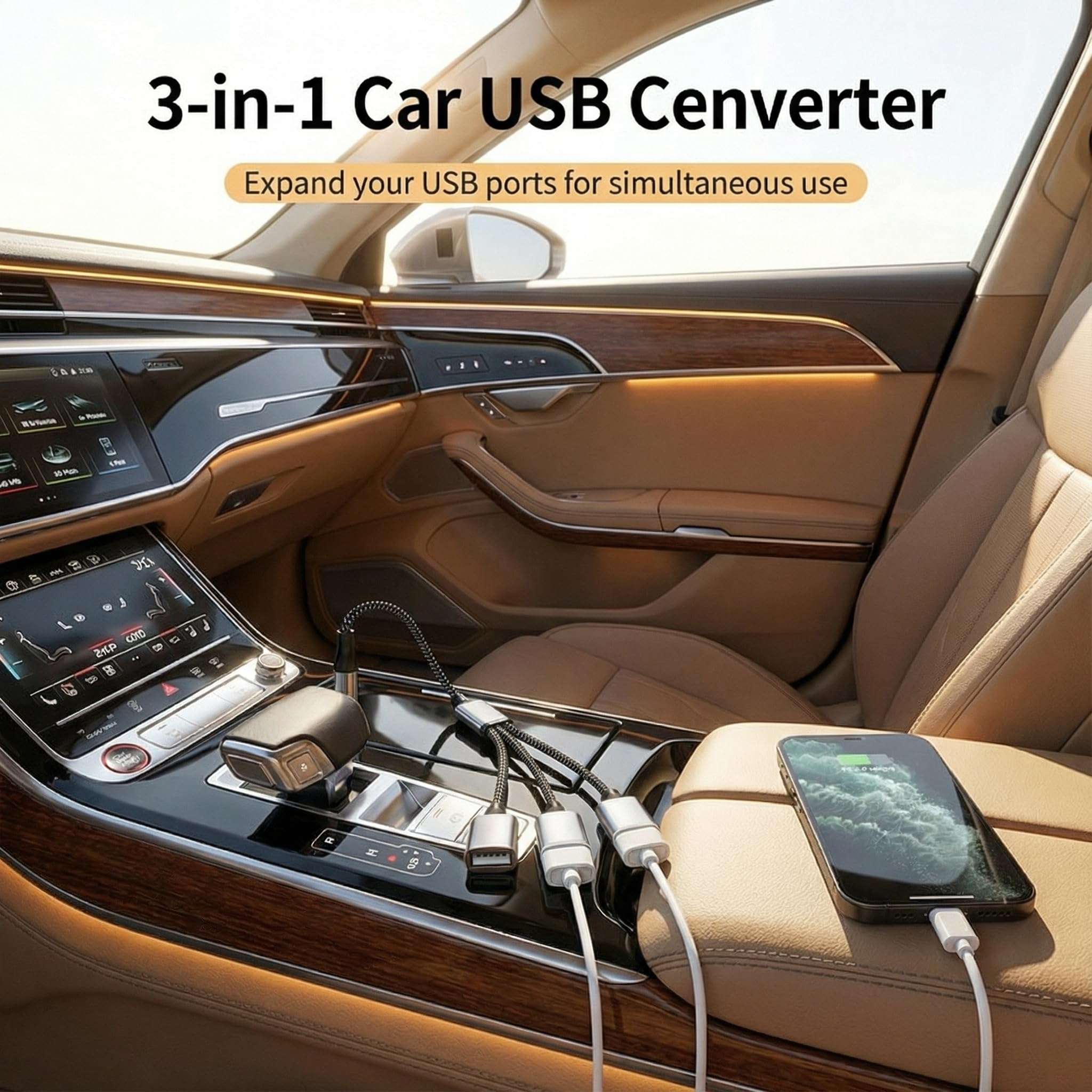 USB Male to 3 USB Female OTG Cable Adapter,USB Charger Splitter Y Cable [1 Pack],USB Splitter 1 in 3 Out Support Charging and Data Transfer for Printer/Keyboard/Flash Drive/Laptop/LED/Headsets Etc 5