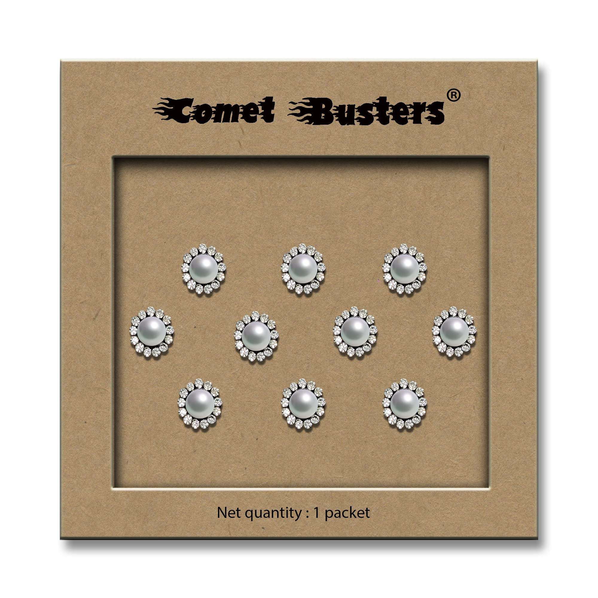 Comet Busters Pearl Bindi With Silver Stone Border (8mm) (BV2000) 4