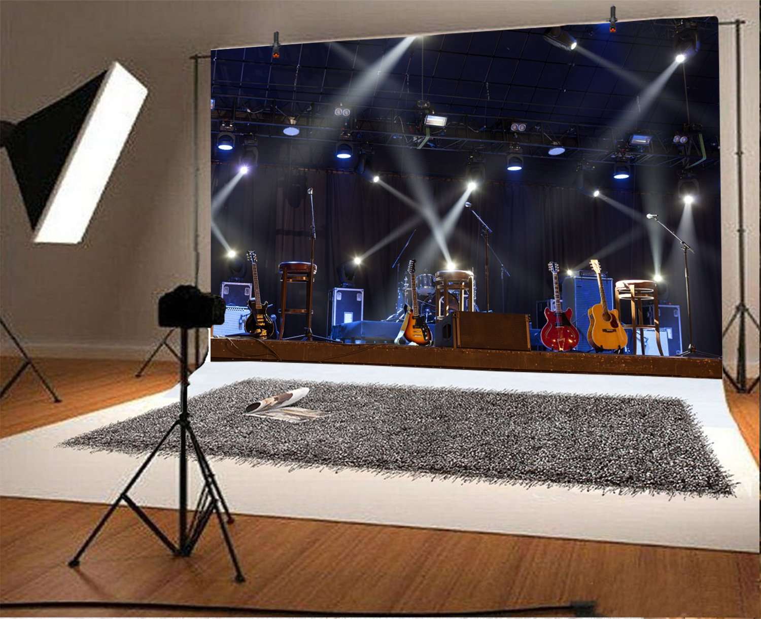 Yeele 10x8ft Band Stage Backdrop Spotlight Nightclub Show Rock Guitar Singing Performance Bar Photography Background Adult Portrait Photo Booth Video Shooting Vinyl Wallpaper Photocall Studio Prop 2
