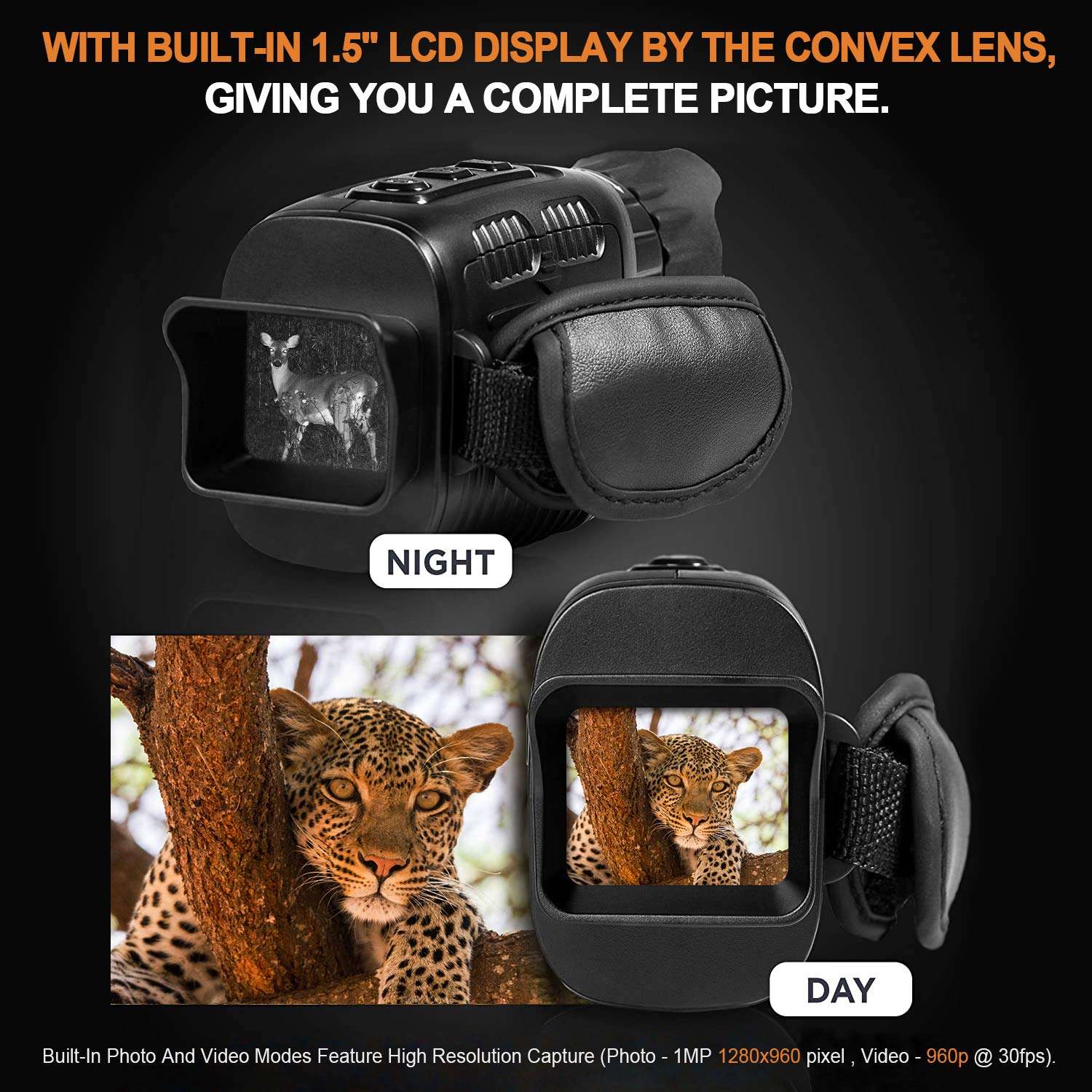 CANIS LATRANS Digital Night Vision Monoculars IR Night Vision Goggles Infrared Digital Camera with 1.5” TFT LCD,3W, 850nm IR LEDs for Outdoor/Surveillance/Bird Watching 5