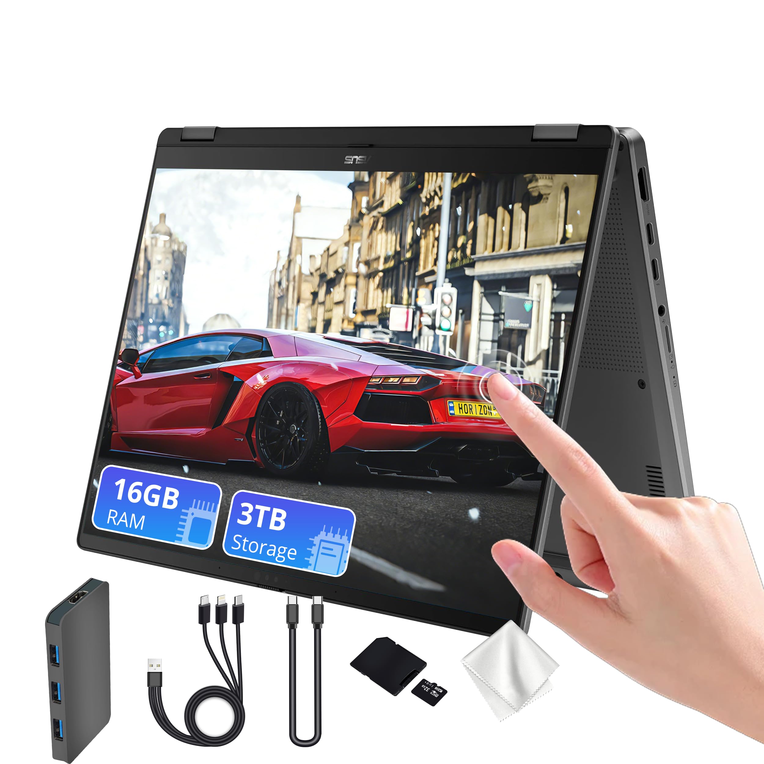 ASUS Vivobook Flip 14" 2-in-1 OLED Touchscreen Laptop, Intel Core Ultra 7 256V, 16GB LPDDR5, 3TB(2TB SSD&1TB Docking Station), Intel Arc Graphics, Backlit Chiclet Keyboard, Copilot+PC, Win 11, Gray
