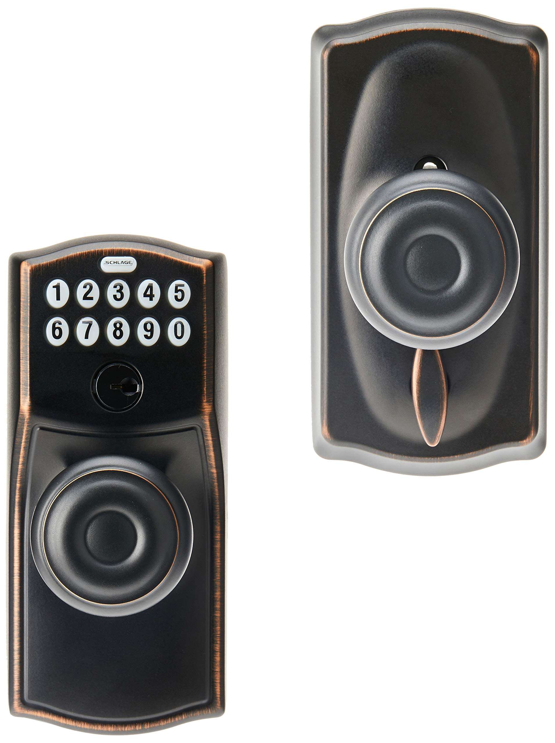 SCHLAGE FE595 CAM 716 16-211 10-063 Camelot by Georgian Keypad Knob with Flex Lock, Aged Bronze 3