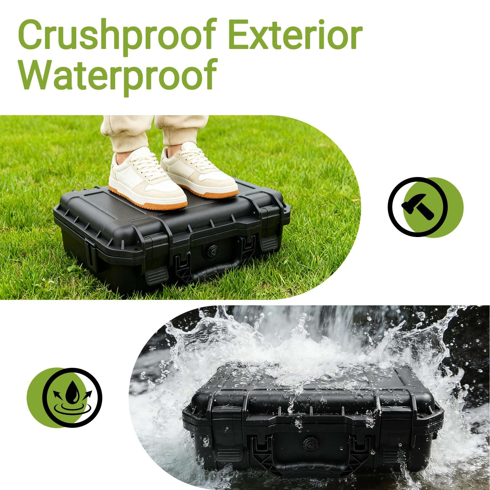 NineLeaf Waterproof Hard Case with DIY Customizable Foam Insert Portable Protective Case with Knife for Camera Drones Equipments Tools Test Instruments 14.3 x 11.4 x 4.5 Inch (Black) 5