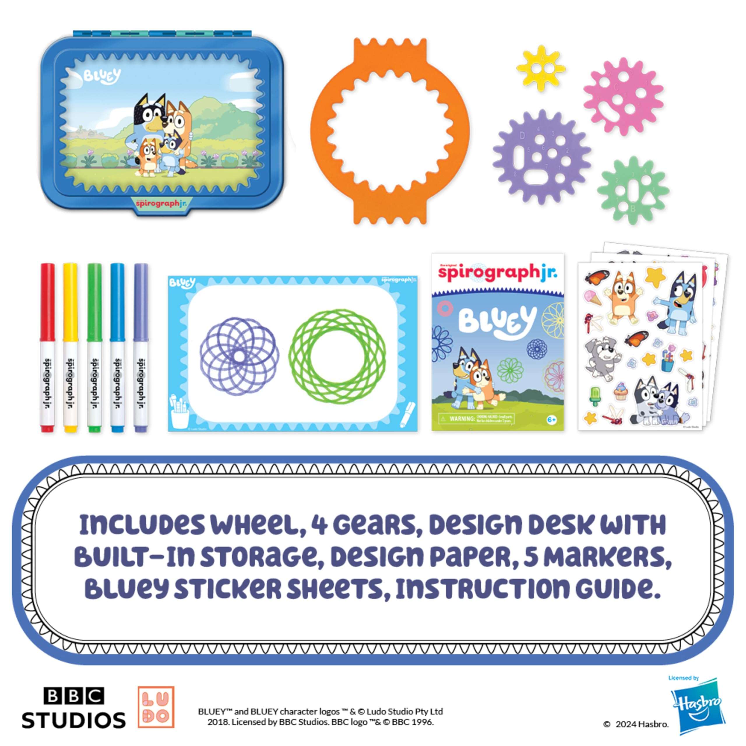 Spirograph Jr Bluey Toys - Toddler Arts and Crafts, Drawing Art Kit, Toddler Activities, Bluey Stickers, Drawing Pad, Jumbo Gears, Washable Markers, Unleash Your Child Inner Artist, Ages 3+ 3