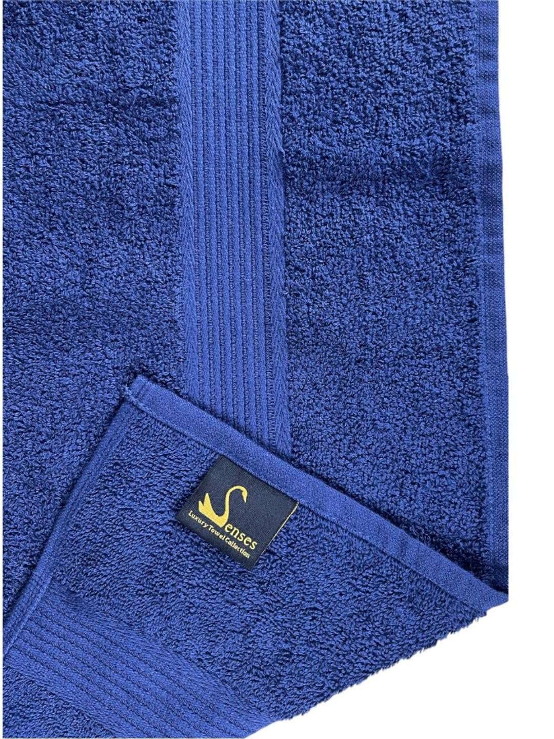 SENSES by Riba Cotton Towel Set 350 GSM - Navy Blue, 3 Pcs| 1 Bath +1 Hand + 1wash Towel Combo | Super Soft, Absorbent, Lightweight, Antimicrobial, Low Linting 3