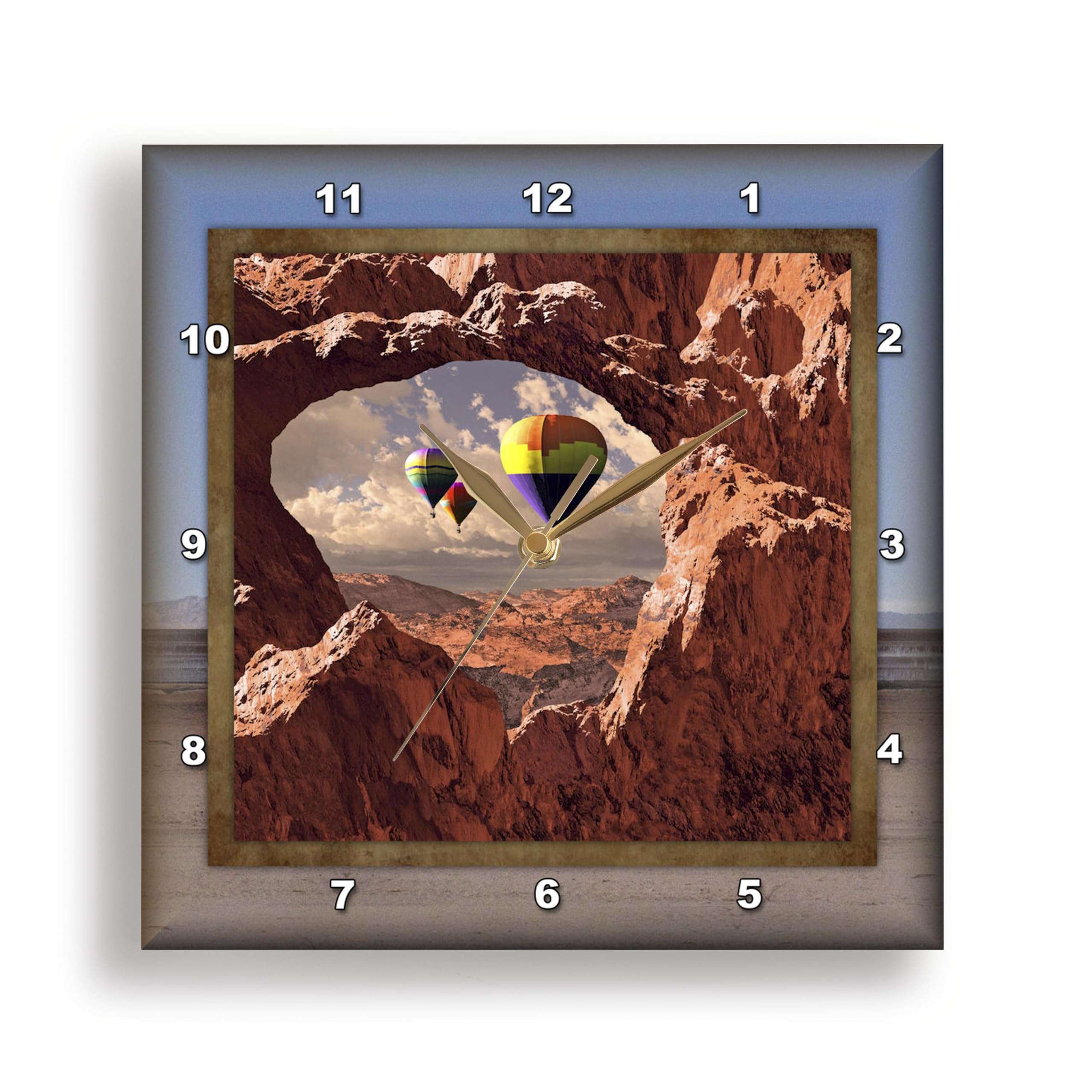 3dRose DPP_41300_3 Hot Air Balloons in The Southwest Wall Clock, 15 by 15-Inch 1