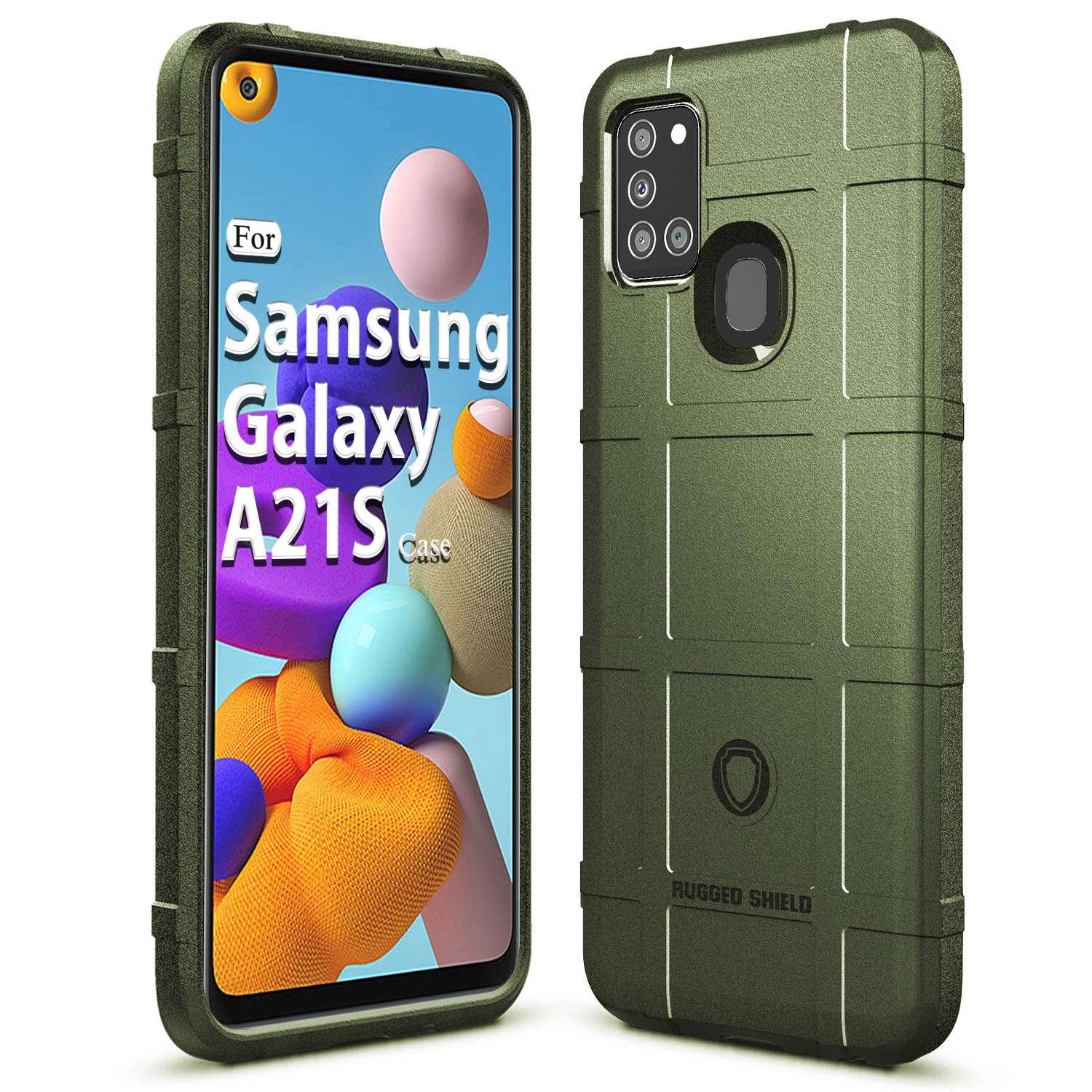 Sucnakp for Galaxy A21S Case Samsung A21S Case Heavy Duty Shock Absorption Phone Cases Impact Resistant Protective Cover for Samsung Galaxy A21S（New Army Green） 1