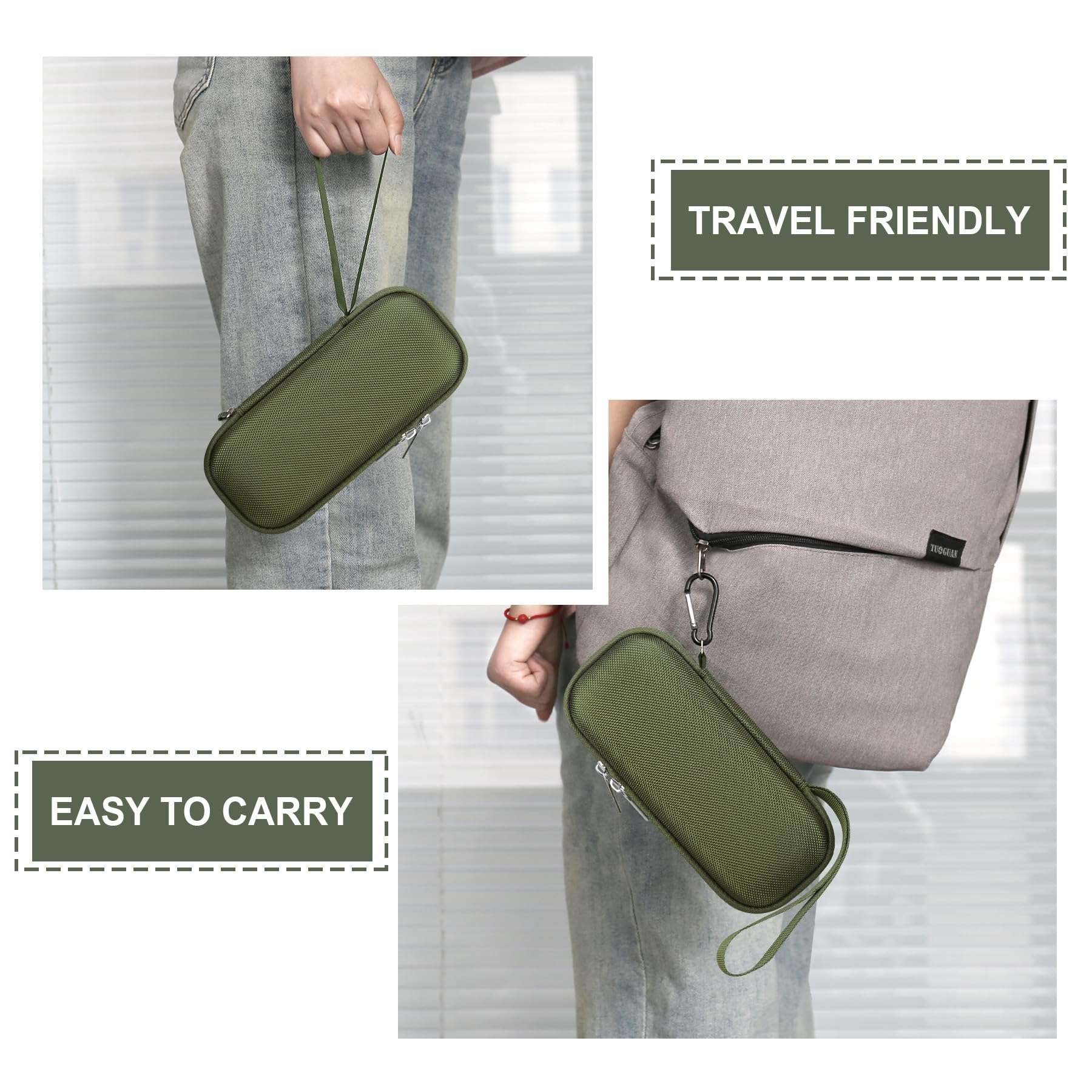 Supmay Hard Carrying Case for Sonos Roam 2/ Sonos Roam Portable Waterproof Bluetooth Speaker, Wireless Portable Speaker Protection Case with Mesh Pocket for USB-C Cable, Green 6