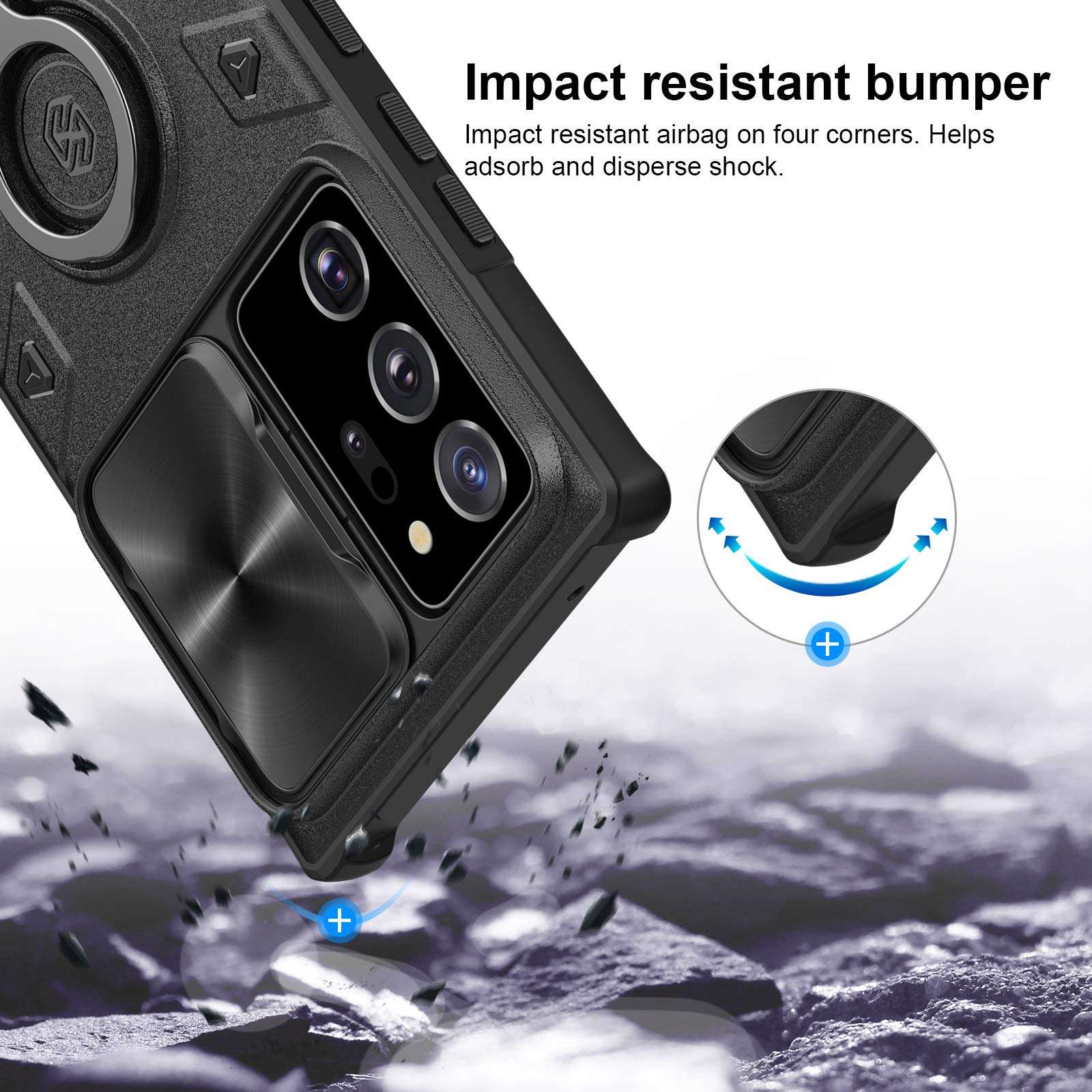 Nillkin Galaxy Note 20 Ultra Case - Military Grade Case with Stand Kickstand Ring and Slide Camera Cover, CamShield Armor Case for Sumsung Galaxy Note 20 Ultra 6.9 inch 2020, Black 5