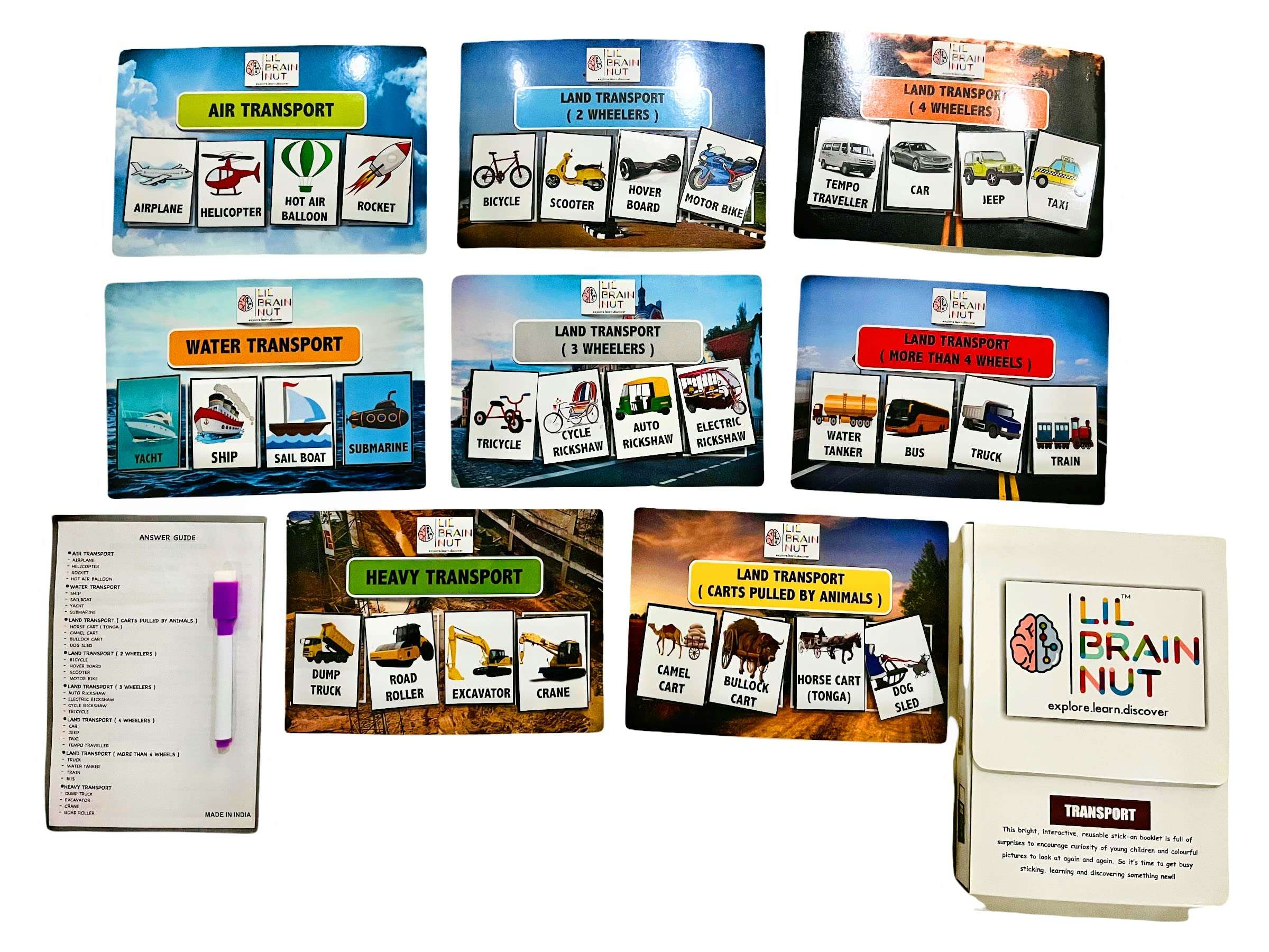 LIL BRAIN NUT Kid's My Transport Book Set Transport, Shapes, Colors, Numbers, 1