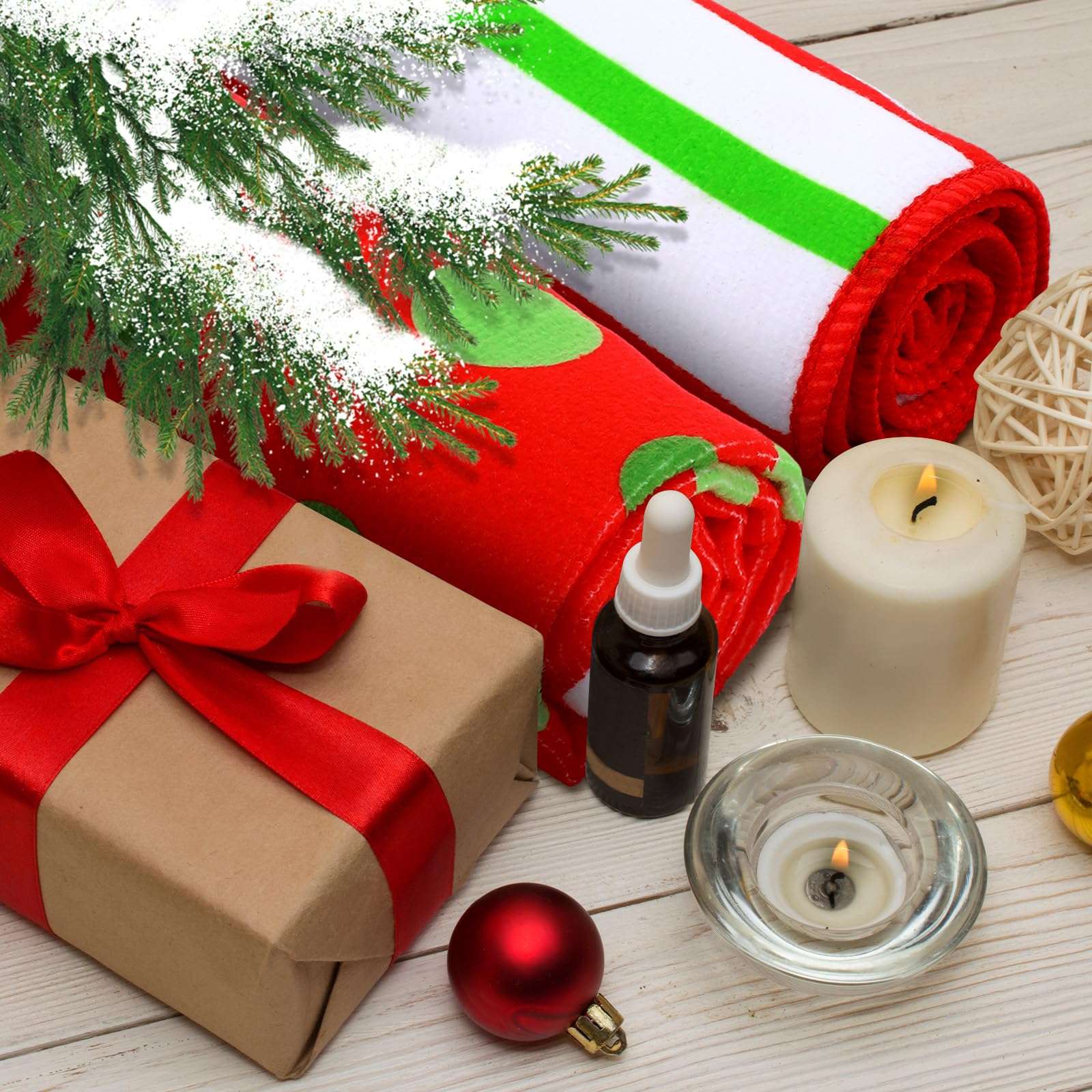 Macarrie 6 Pcs Christmas Hand Towel Xmas Dish Kitchen Towels Absorbent Drying Bathroom Decor Christmas Decorations Housewarming Gift for Christmas Festive 5