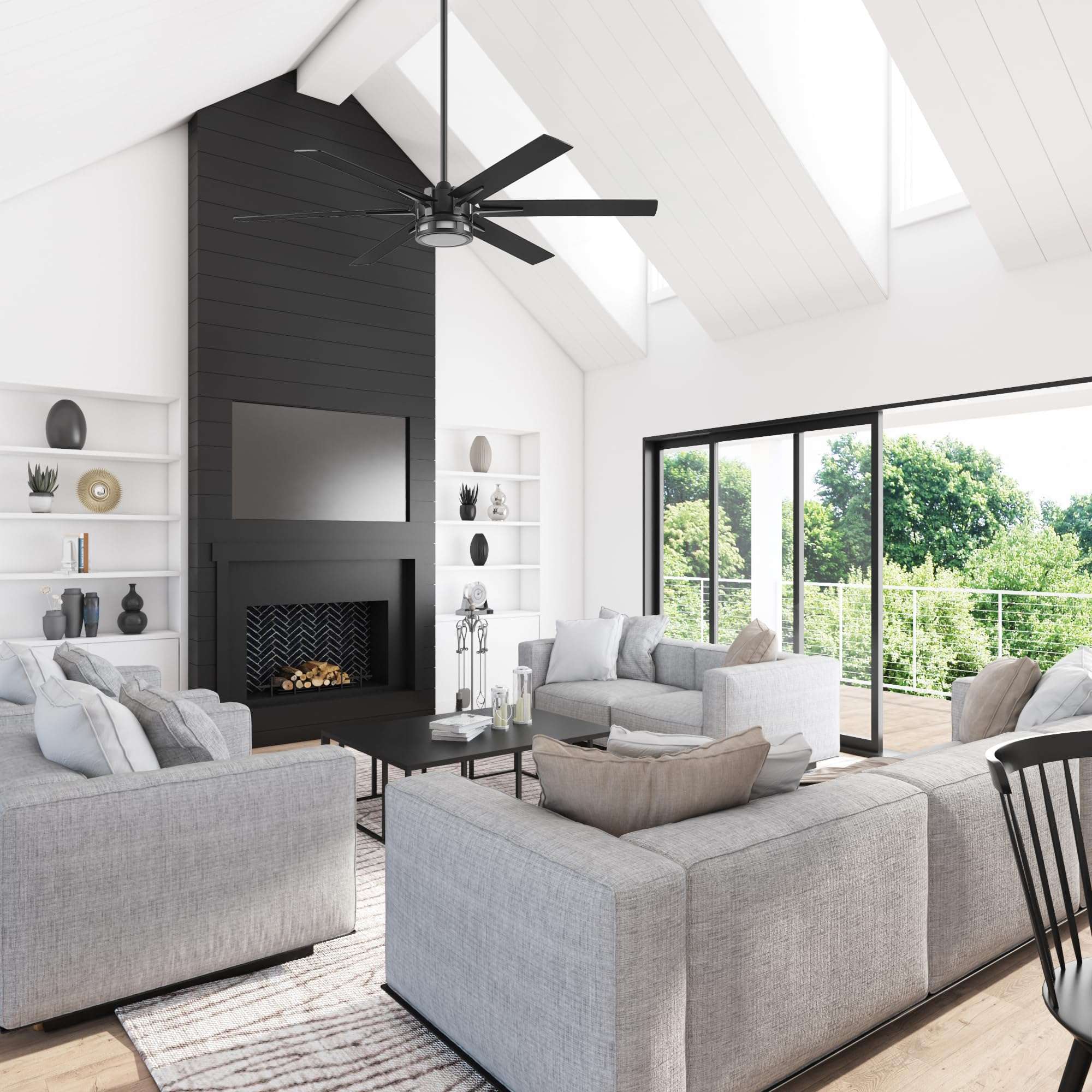 Honeywell Ceiling Fans Kaliza Modern 60 Inch Ceiling Fan with Light, LED Fan with Remote Control, Indoor Fan, 6 Contemporary Blades, Black 3