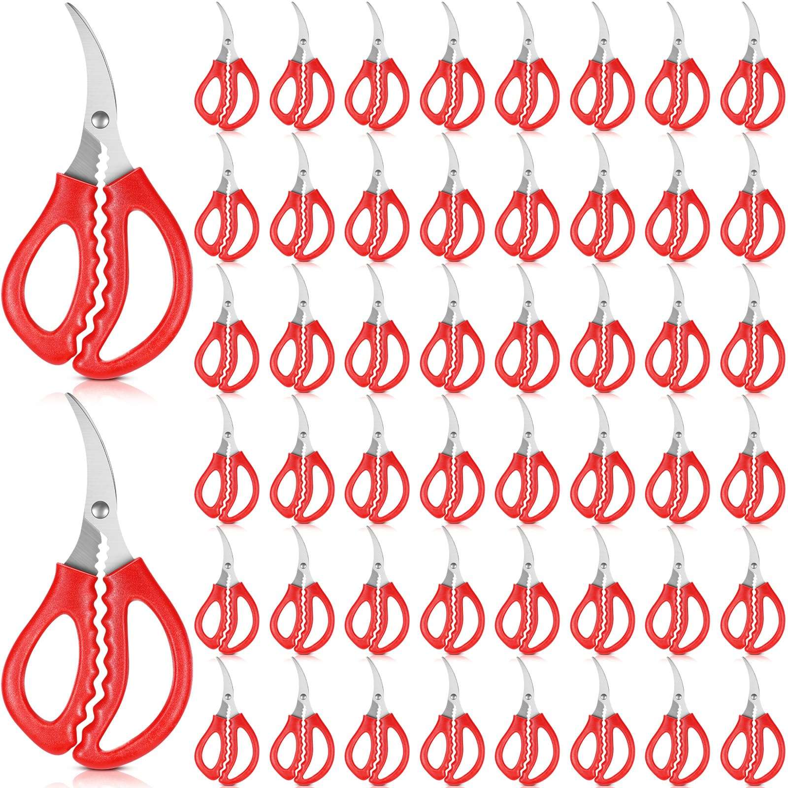 Gisafai 20 Pcs Kitchen Seafood Scissors for Crab Bulk, Red Leg Scissors Multifunctional Stainless Steel Shears Crab Leg Crackers Fish Crab Shrimp Lobster Scissors for Kitchen Seafood Peeling Tools 1