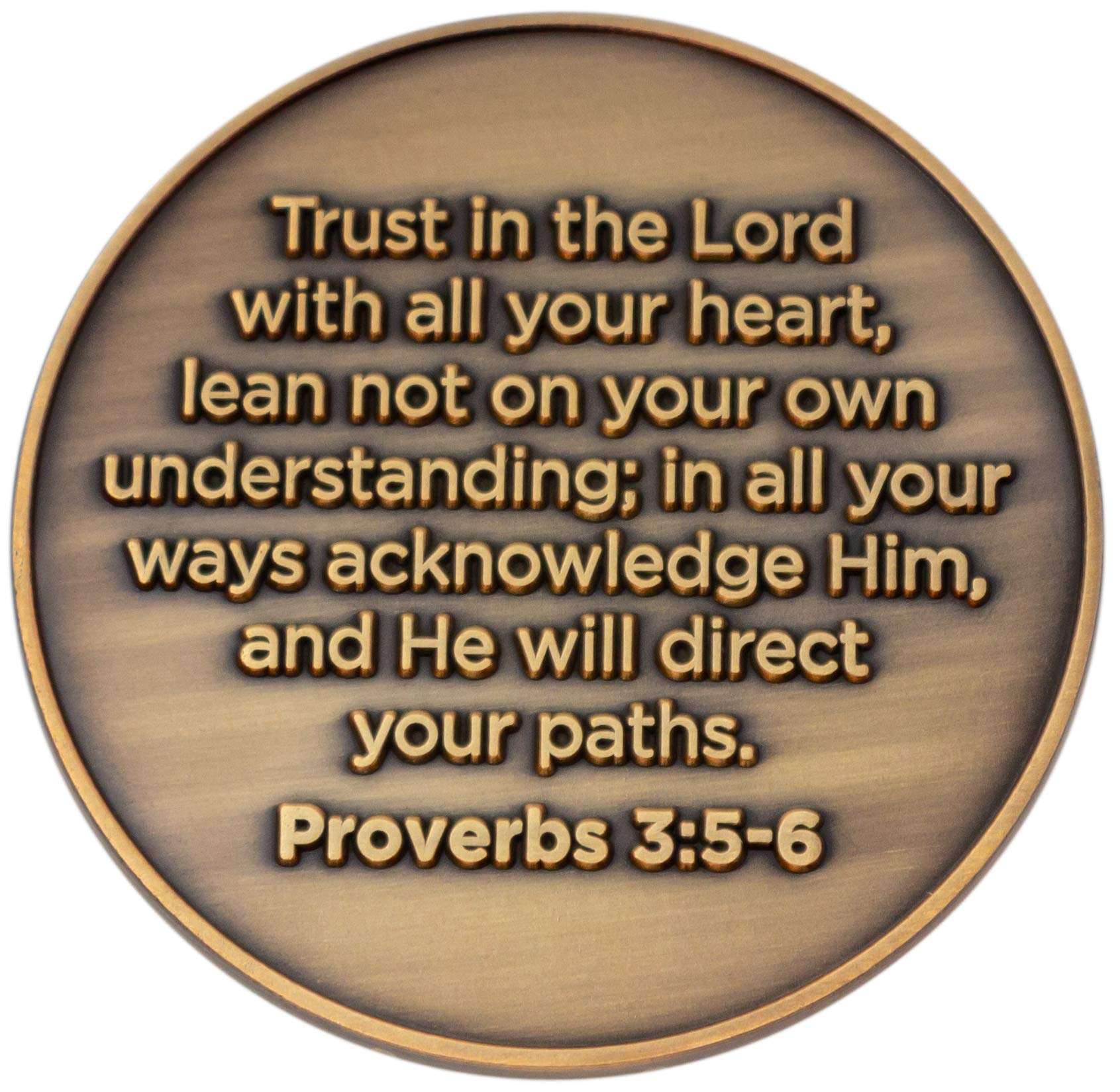 God I Trust You Christian Challenge Coin, Trust in The Lord with All Your Heart, Pocket Token of Trust and Serenity, Antique Gold Plated Proverbs 3:5-6 Gift 3