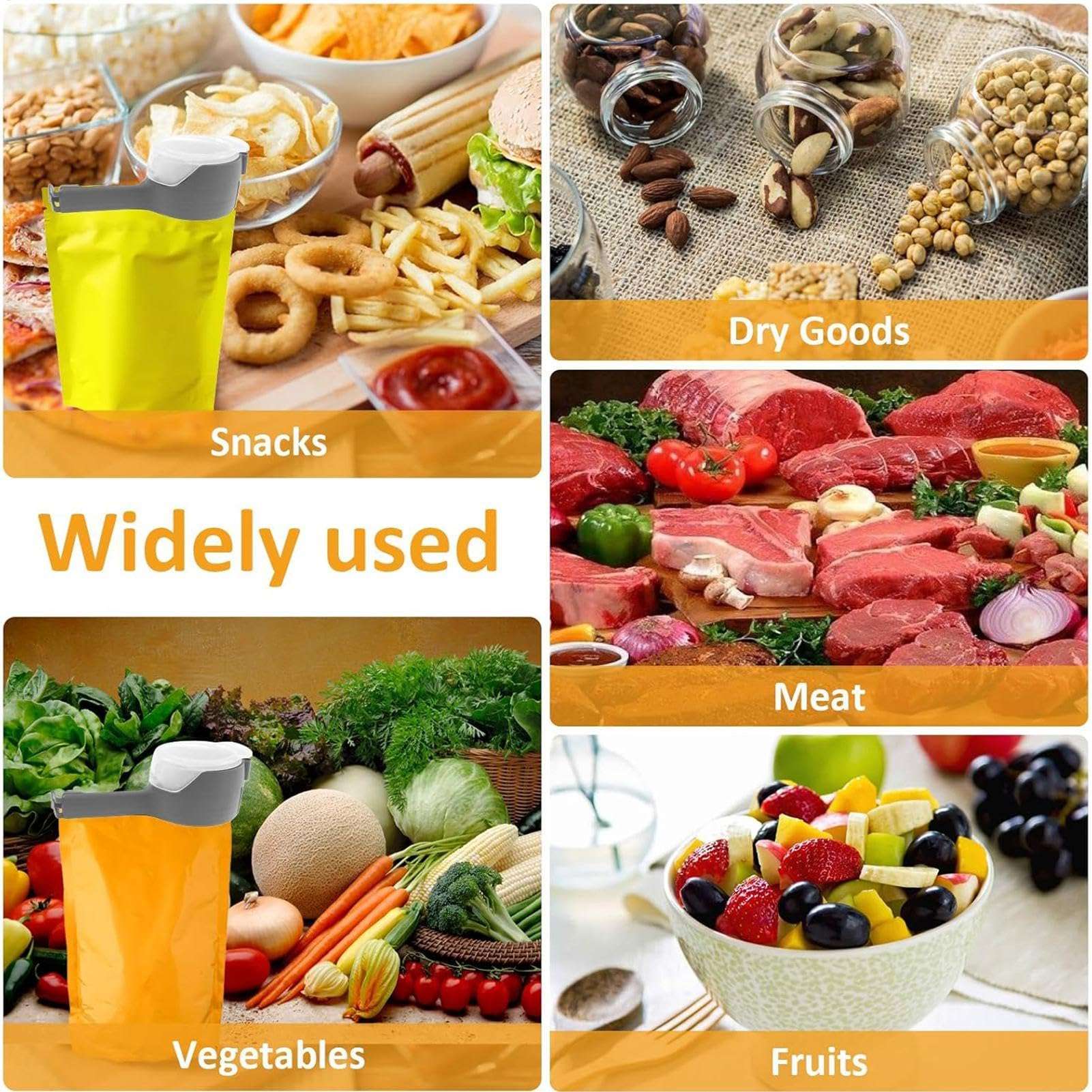 Bag Clips for Food Storage, 13CM Bag Clips with 6CM Pour Spout, Practical Food Bag Clips with Spout and Lid, Portable Healthy Food Clips Bag Sealing Clips, for Kitchen Gadgets 5