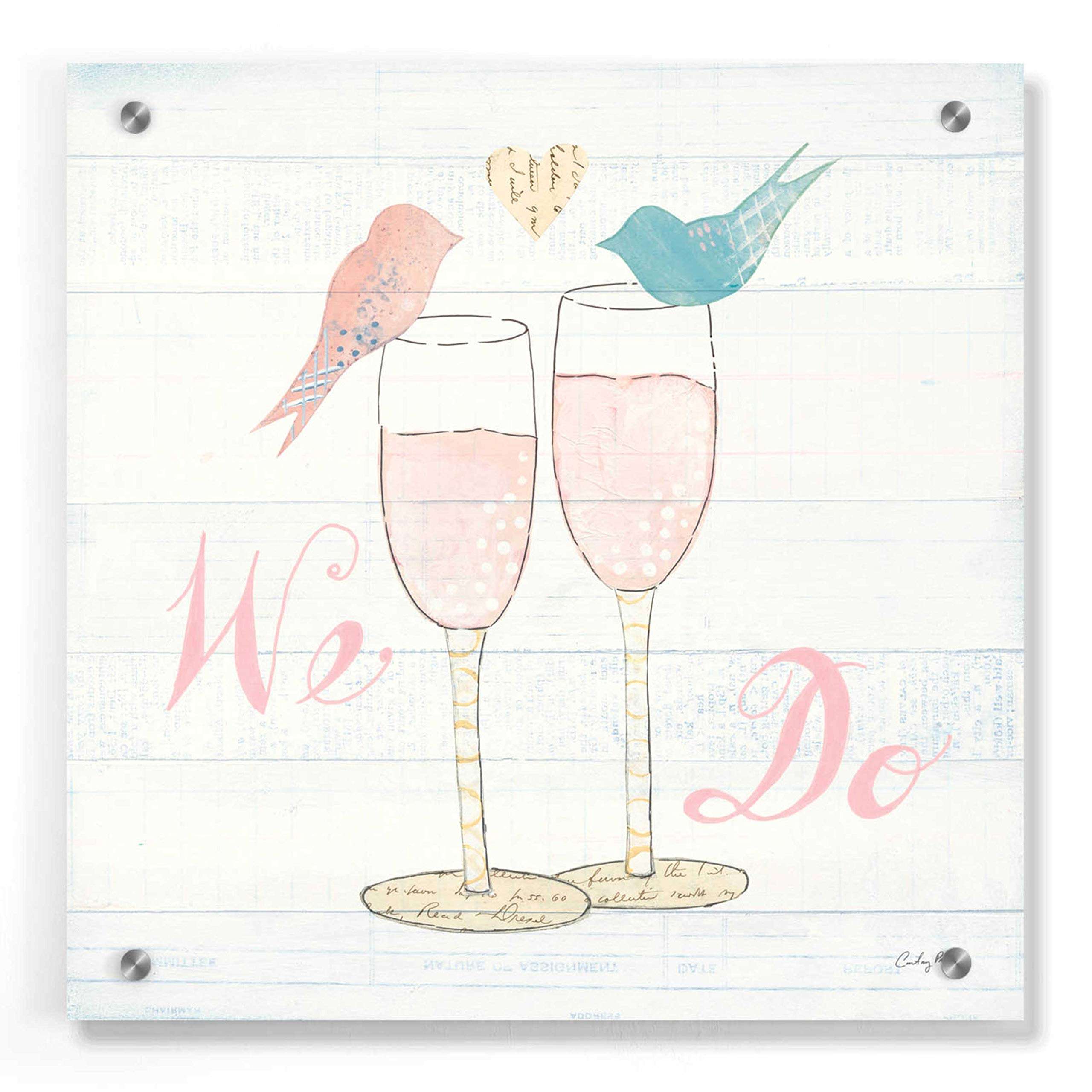 Epic Art 'Lovebirds IV' by Courtney Prahl, Acrylic Glass Wall Art, 36"x36" 1