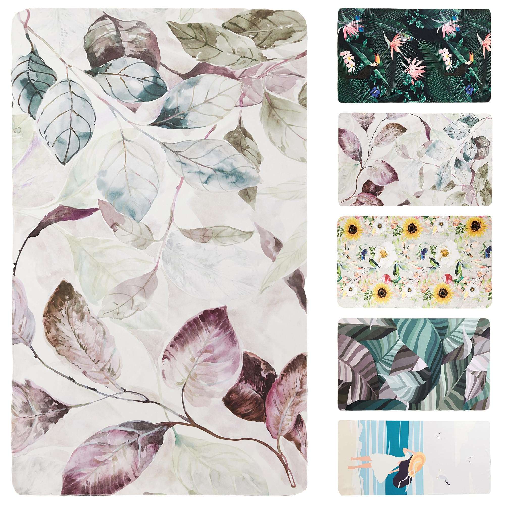 HYSEAS Lightweight Ultra-Thin Beach Towel Blanket, Oversized for Adult 78"X35" - Sand Free, Quick Dry, Perfect for Swimming, Beach, Yoga, Travel, Camping, Essential Beach Accessory & Vacation, Leaves 1