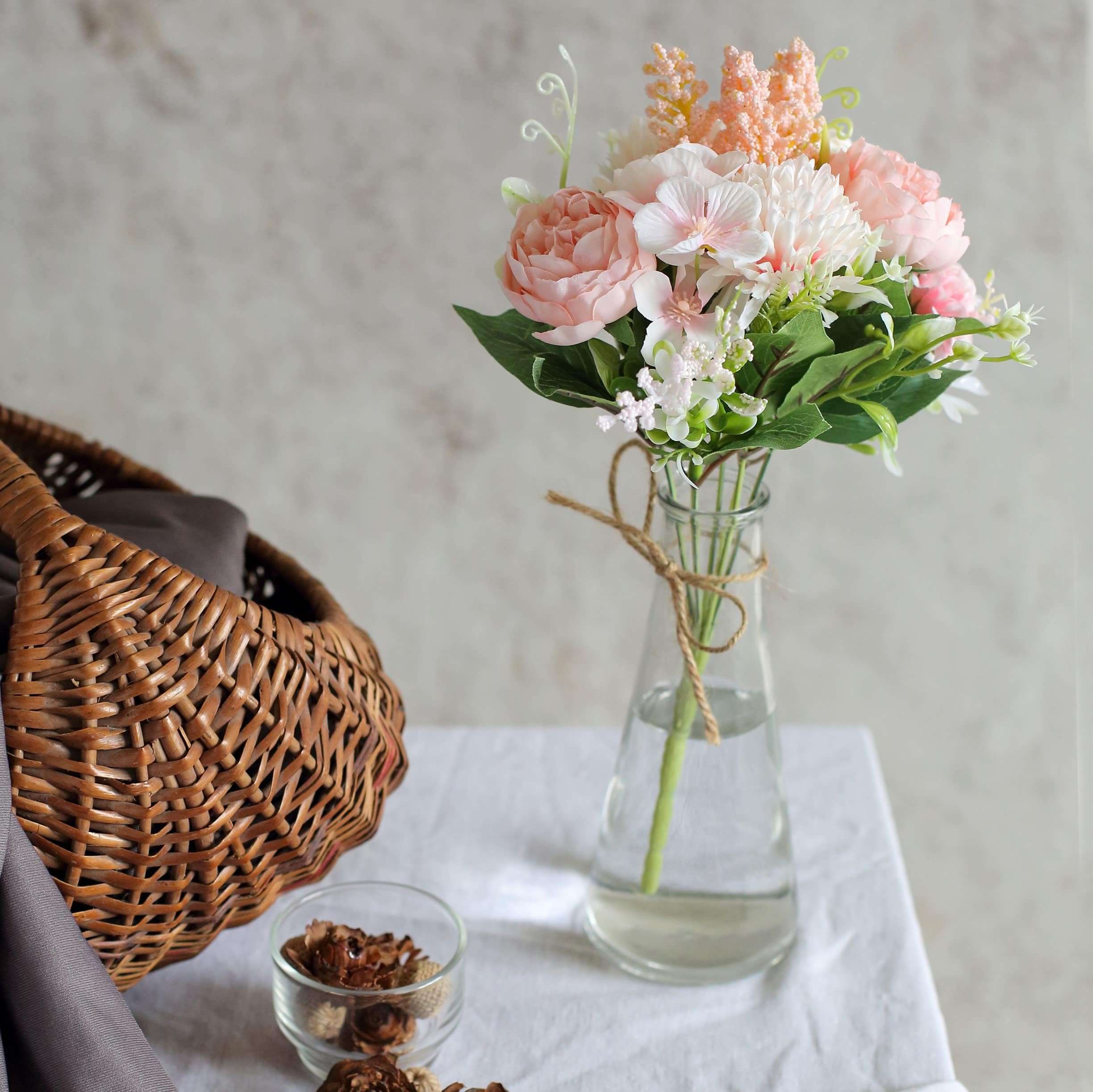 SATYAM KRAFT 2 Pcs Artificial Multiflora Flower Roses Fake Sticks Bunch Decorative Items for Home Decor, Bouquets, Bedroom, Living Room, Wedding, Festive Decor (Without Vase) 5