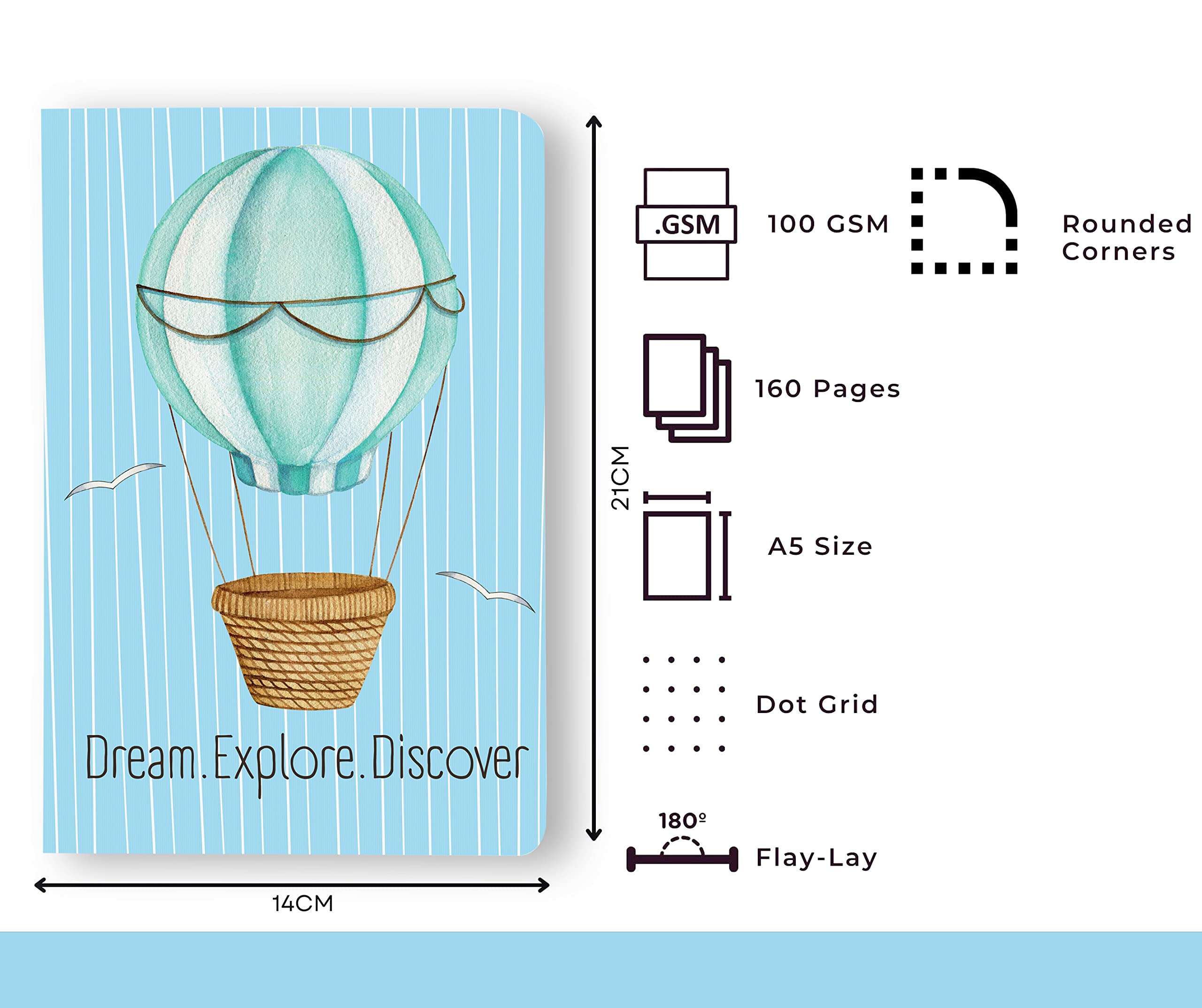 BOUND N FOUND 100 GSM A5 Dot Grid Journal: 160 Pages (Dream Explore Discover) 3