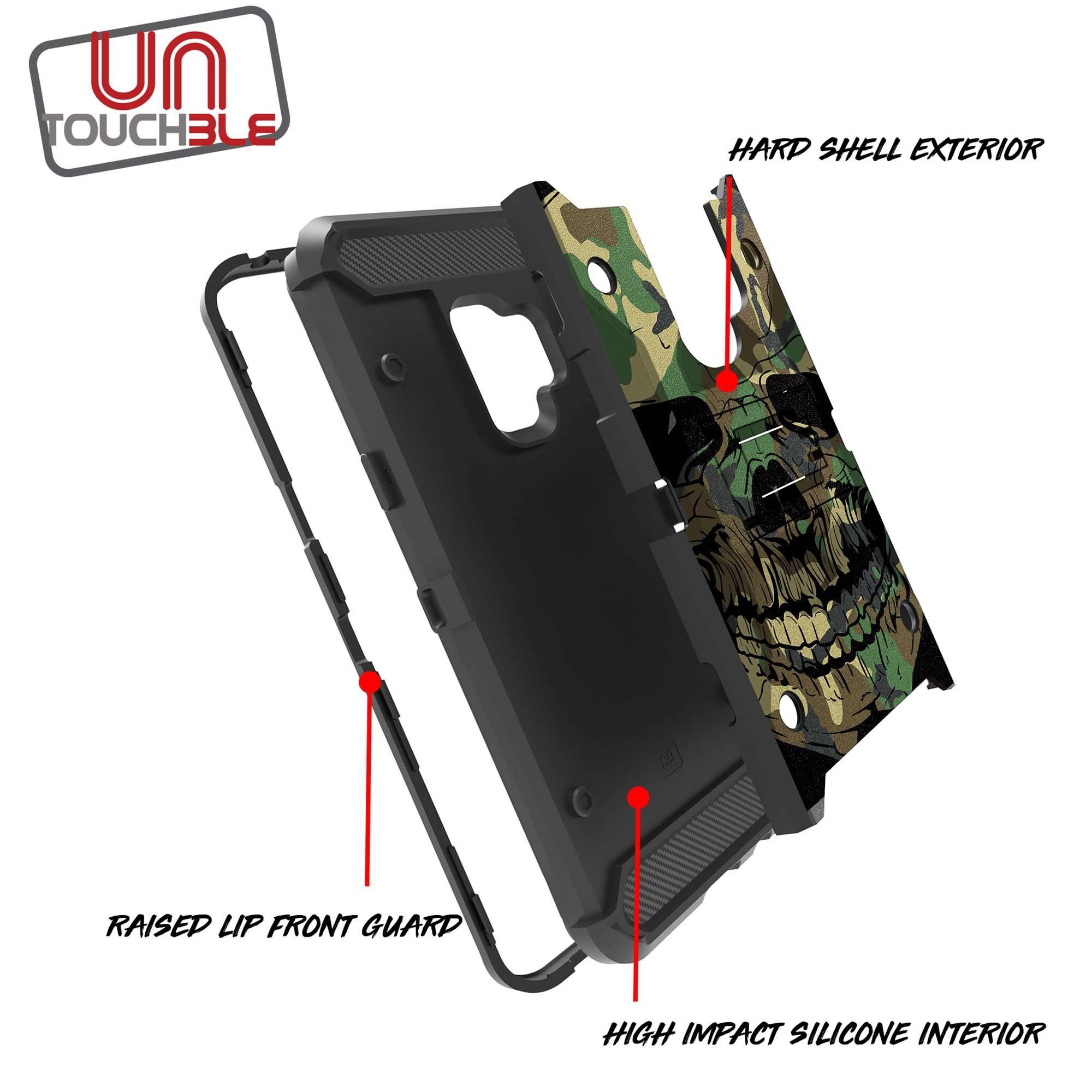 Untouchble Combo Case Compatible with Samsung Galaxy Note 9, Note 9 Holster Case [Tank Series] Triple Layer Inner TPU Bumper Two Piece Shell Kickstand Belt Clip Rugged Cover - Jungle Camo Skull 4