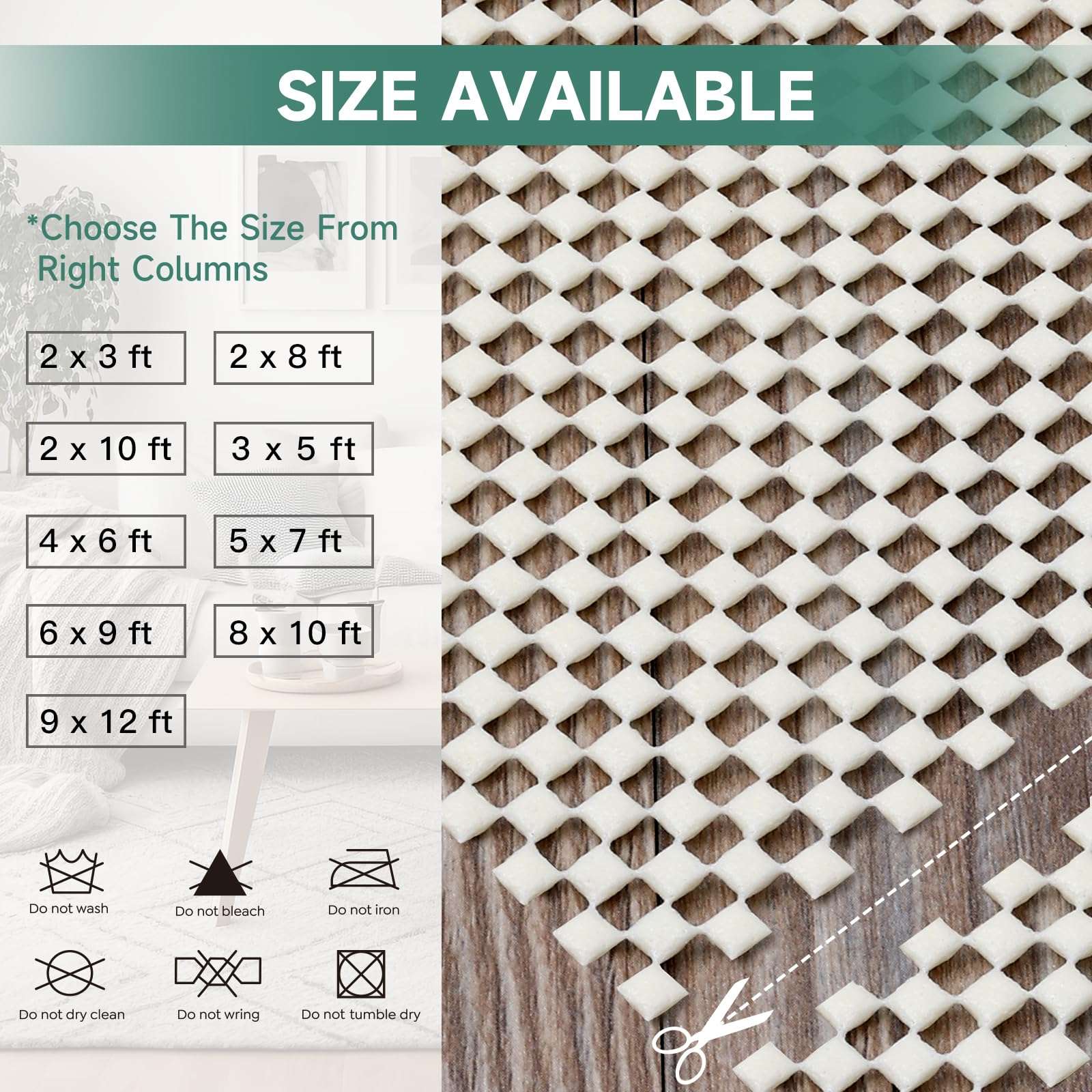 BALEINE Non Slip Rug Pad Rug Gripper for Hardwood Floors, Extra Thick Non Slip Mat Under Carpet (2'x3') 5