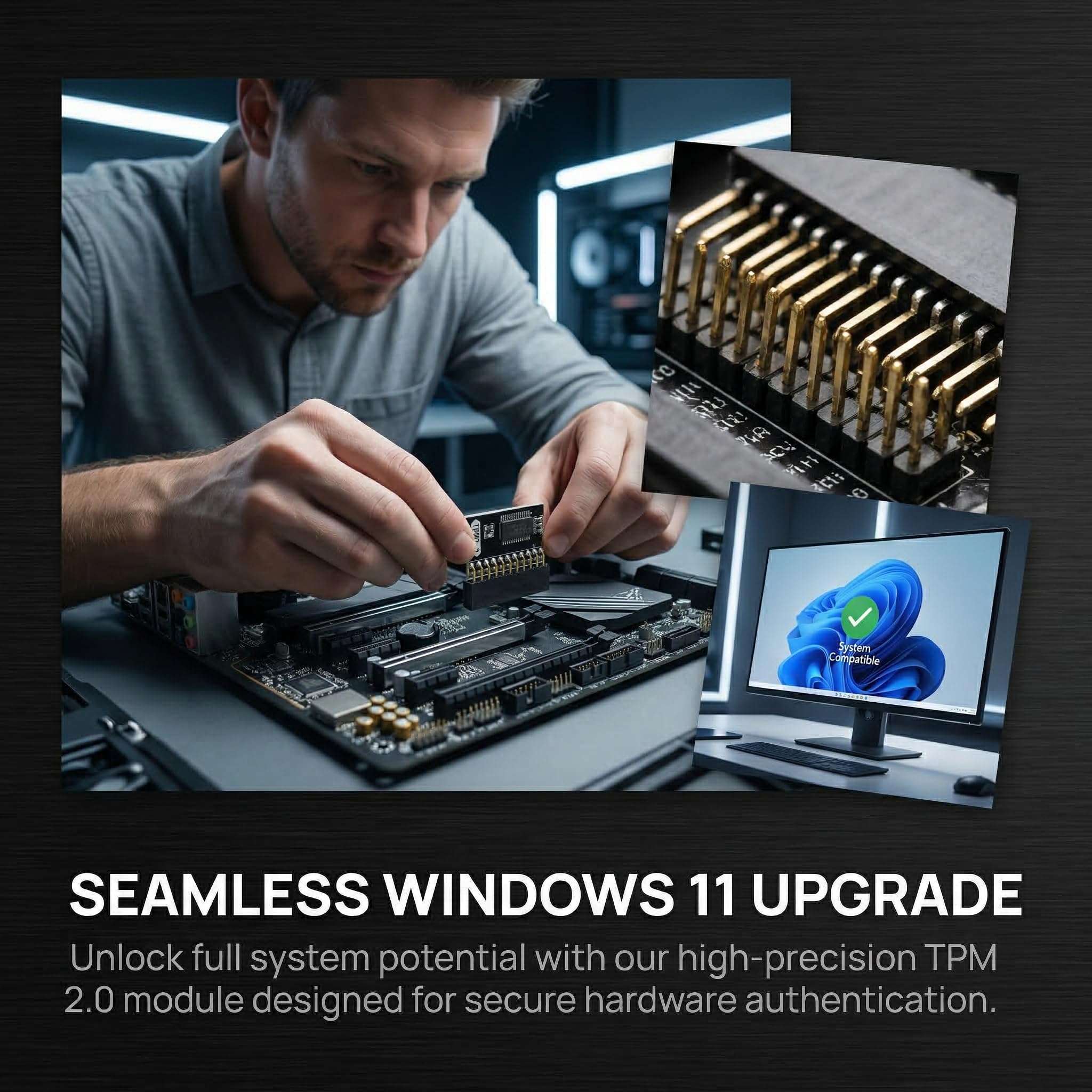 EAJONC TPM 2.0 Security Module for GIGABYTE & ASUS Motherboards, 20-Pin LPC Interface (2.54mm Pitch), Windows 11 Upgrade & BitLocker Compatible, High-Performance Security Chip 5