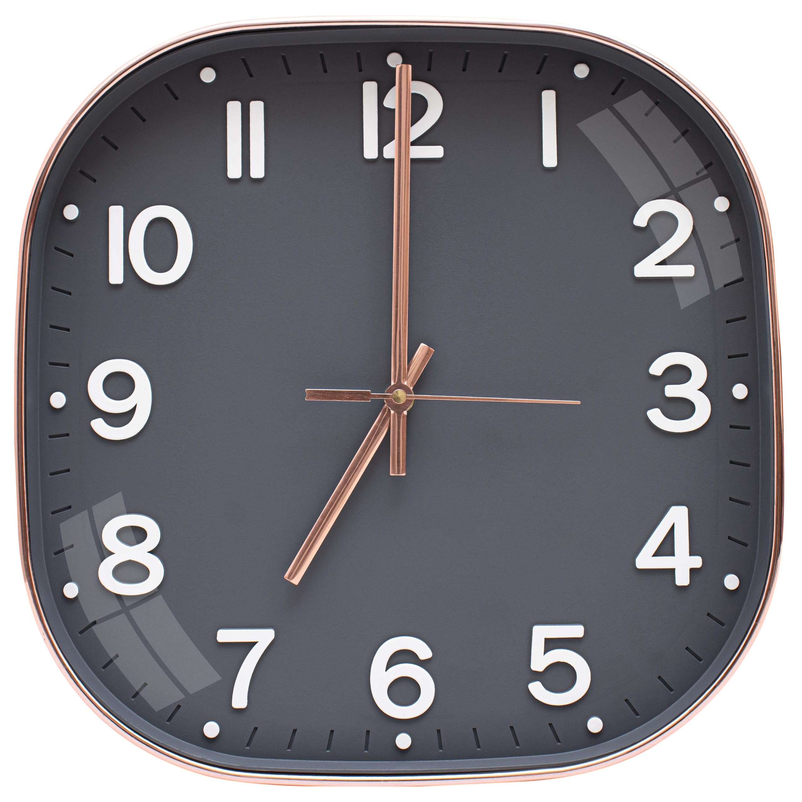 TEKCOOL Plastic Analogue Wall Clock 12" Silent Quartz Decorative Latest Wall Clock Non-Ticking Classic Clock Battery Operated Round Easy to Read for Room/Home/Kitchen/Bedroom/Ofice/School.Grey coper'' 1