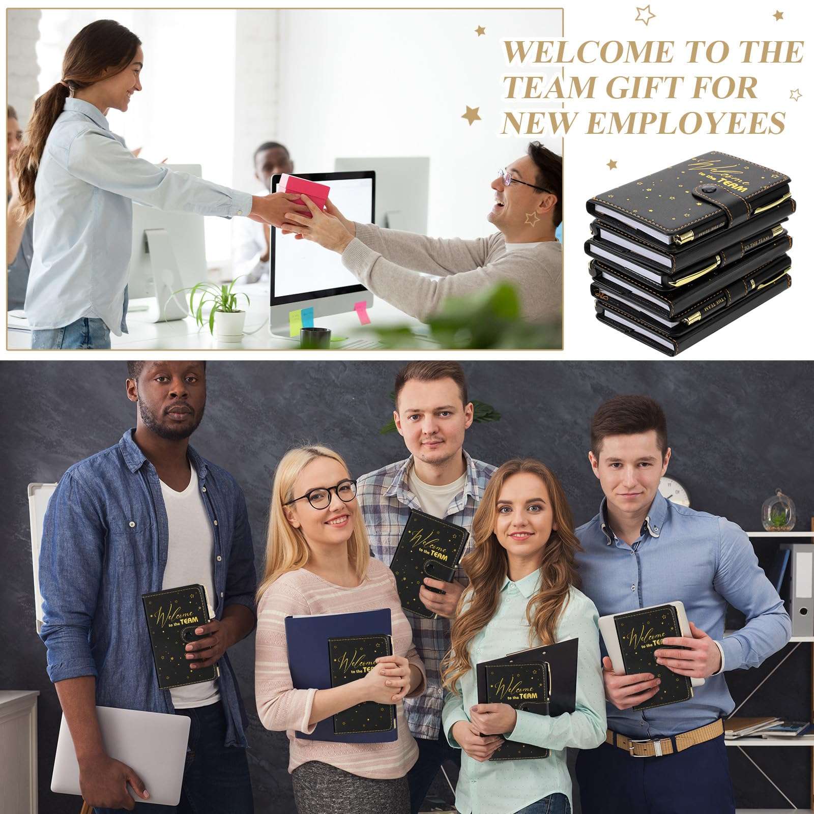 TaoBary 10 Sets Christmas Team Gifts for New Employee Welcome to the Team Bulk Leather Journal Notebook Pens Rad Tech Week Appreciation Gift for Accounting Worker Staff Teacher Student Nurse (Black) 6